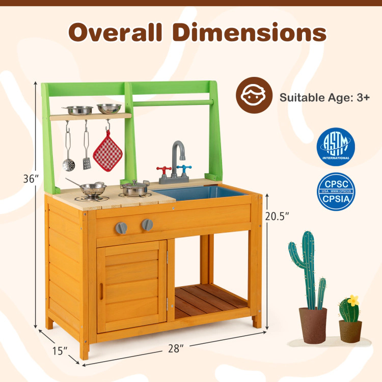 Hivvago Outdoor Mud Kitchen Playset for Girls and Boys 3+ Years Old