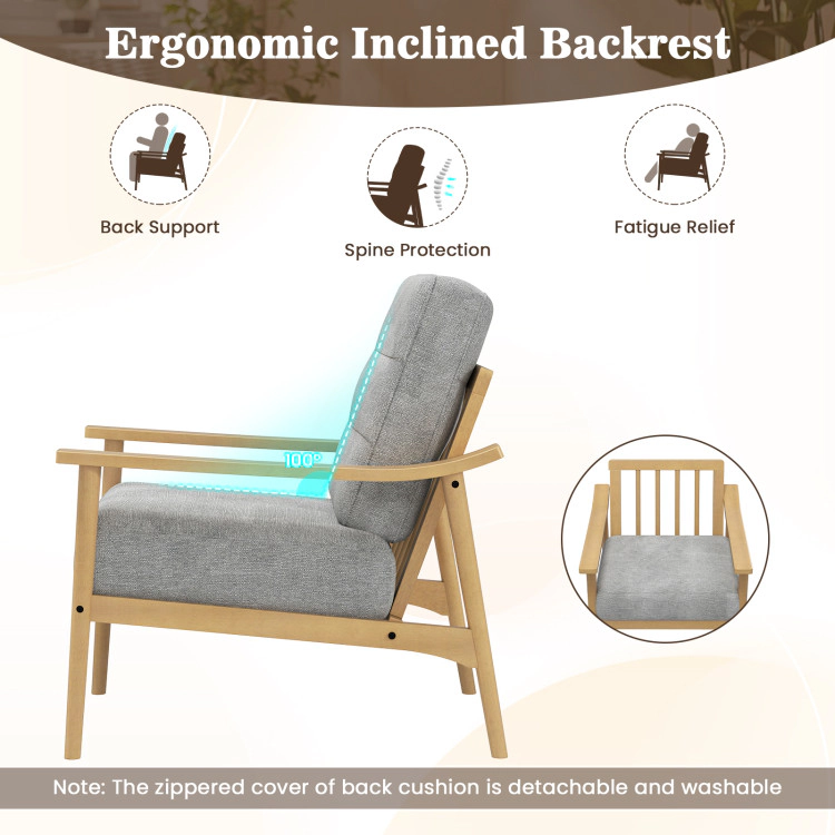 Hivvago Living Room Armchair with Solid Rubber Wood Frame and Armrests