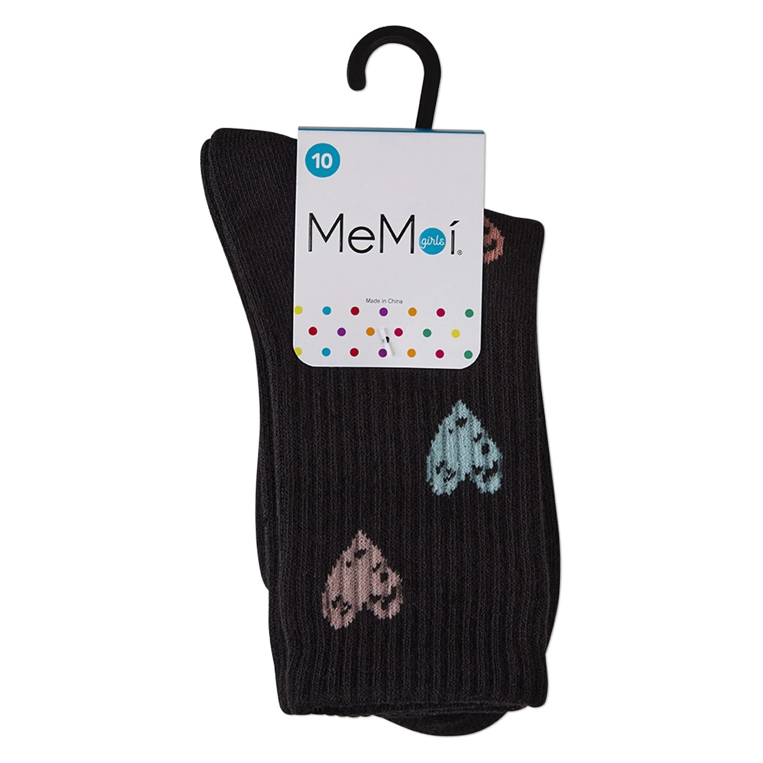 MeMoi Girls Cozy Ribbed Cotton Blend "Graffiti Heart" Crew Sock