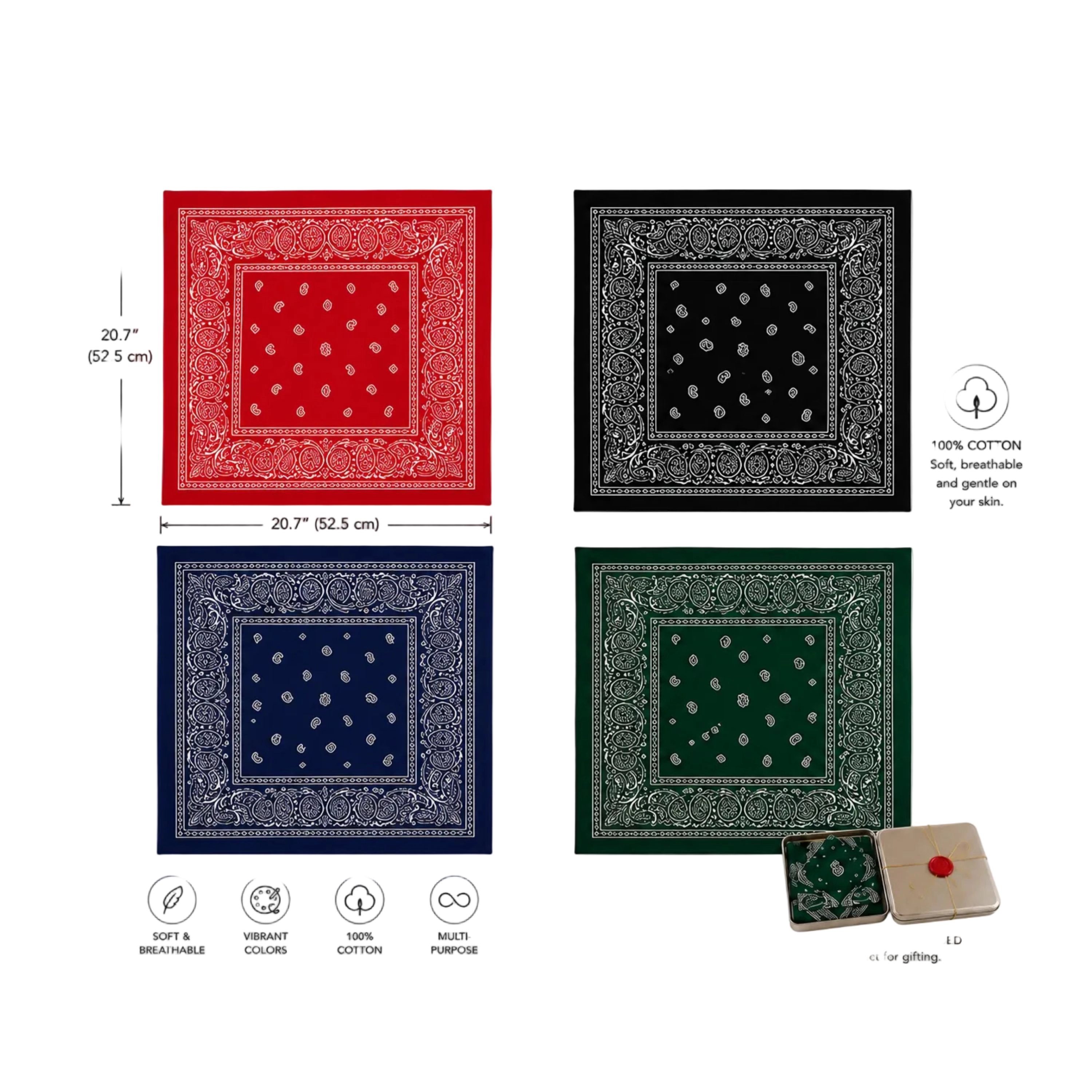 Wear Sierra Cotton Scarf 4-Piece Accessories Set