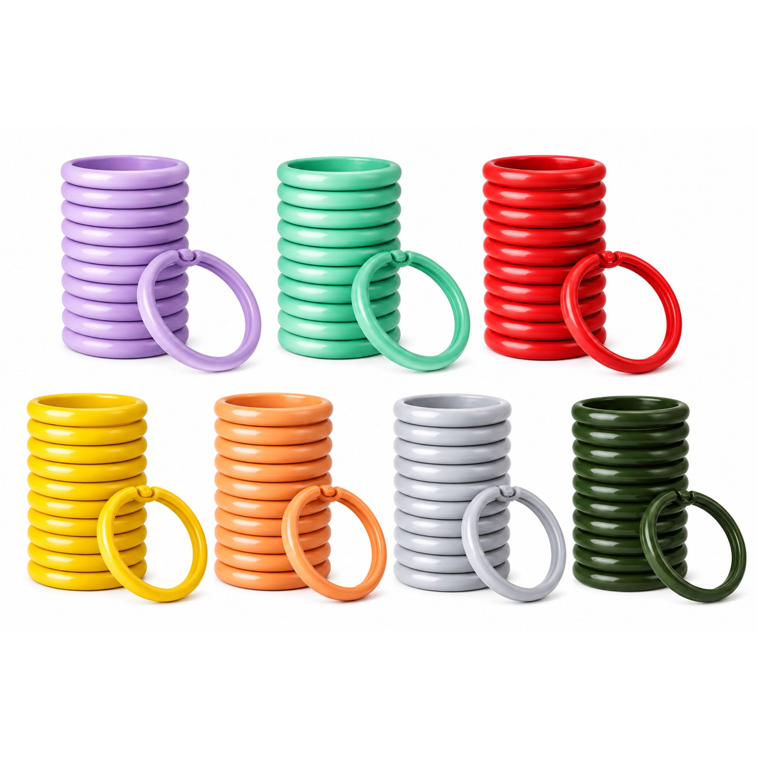 Home Collection Pack of 12 Plastic Shower Curtain O Rings with Snap Lock