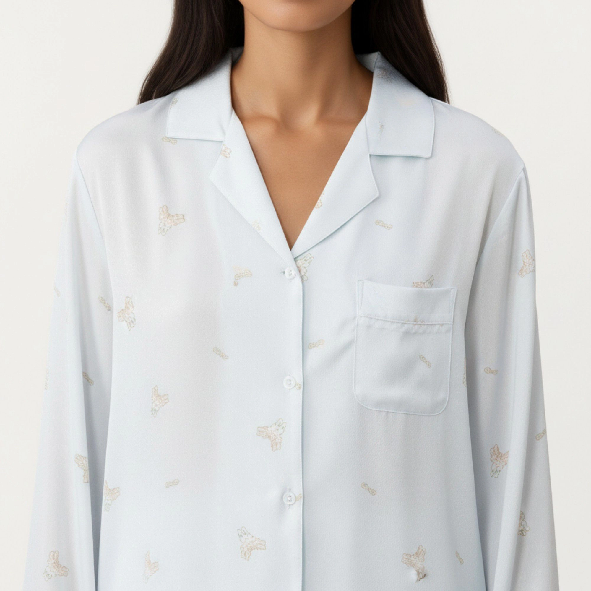 Anna-Kaci Women's 2-Piece Printed Button Front Pajama Top with Relaxed Long Sleeves and Matching Elastic Waist Pants
