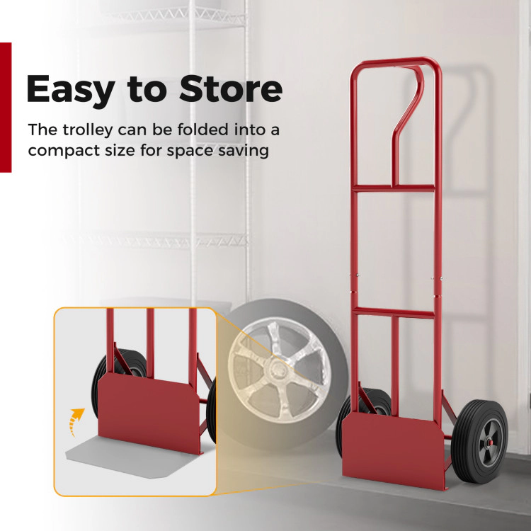 SUGIFT 660-lb Capacity P-Handle Hand Truck Dolly with Foldable Load Plate and Double Bearing Wheels
