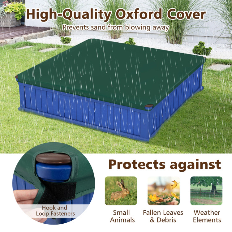Hivvago Kids Outdoor Sandbox with Oxford Cover and 4 Corner Seats