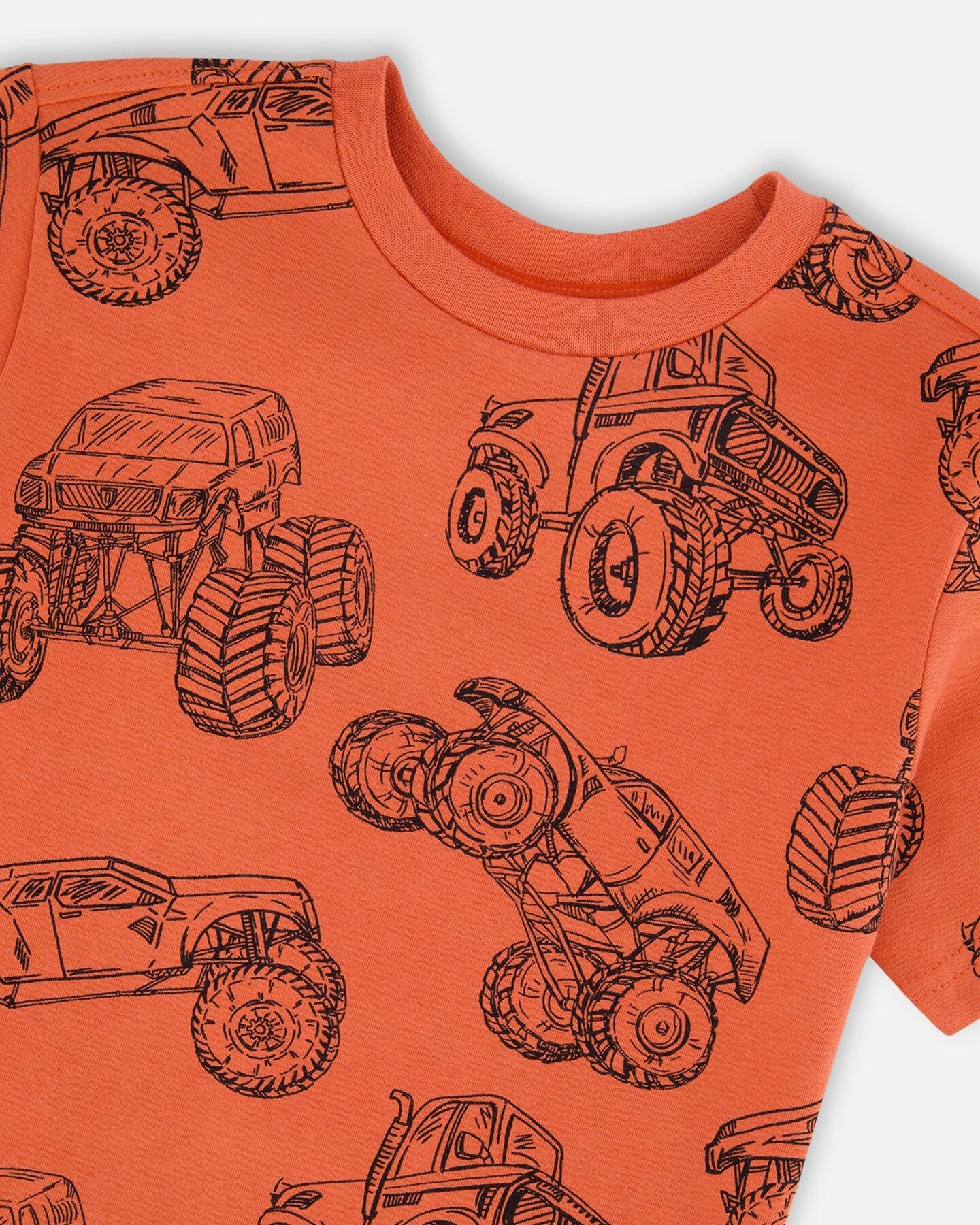 Deux par Deux Boys Organic Cotton Jersey T-Shirt Printed Trucks