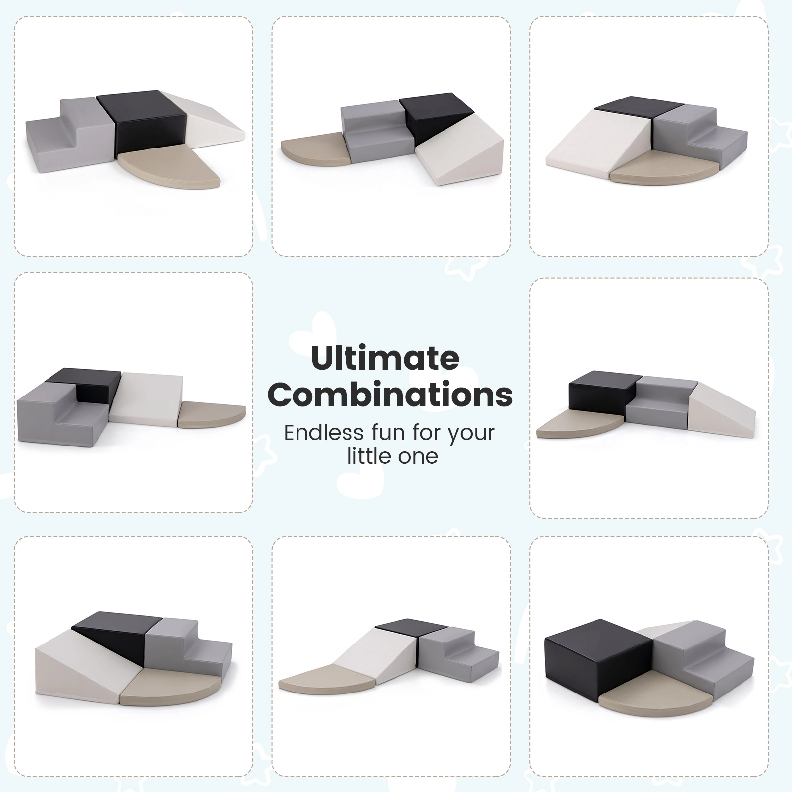 SUGIFT Black for Infants and Toddlers 4-Piece Climb and Crawl Foam Block Play Set