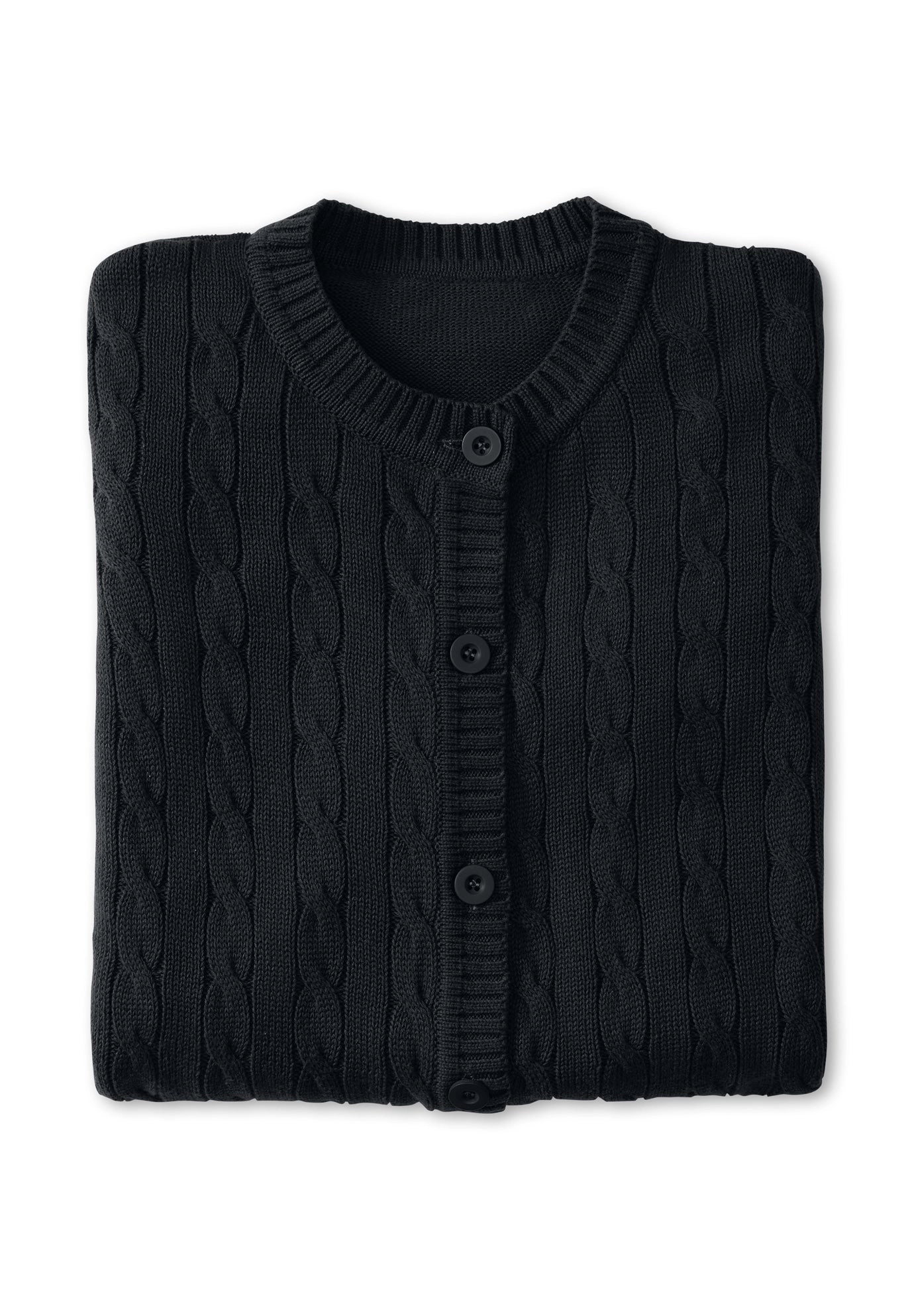 Woman Within Plus Cotton Cable Knit Cardigan Sweater