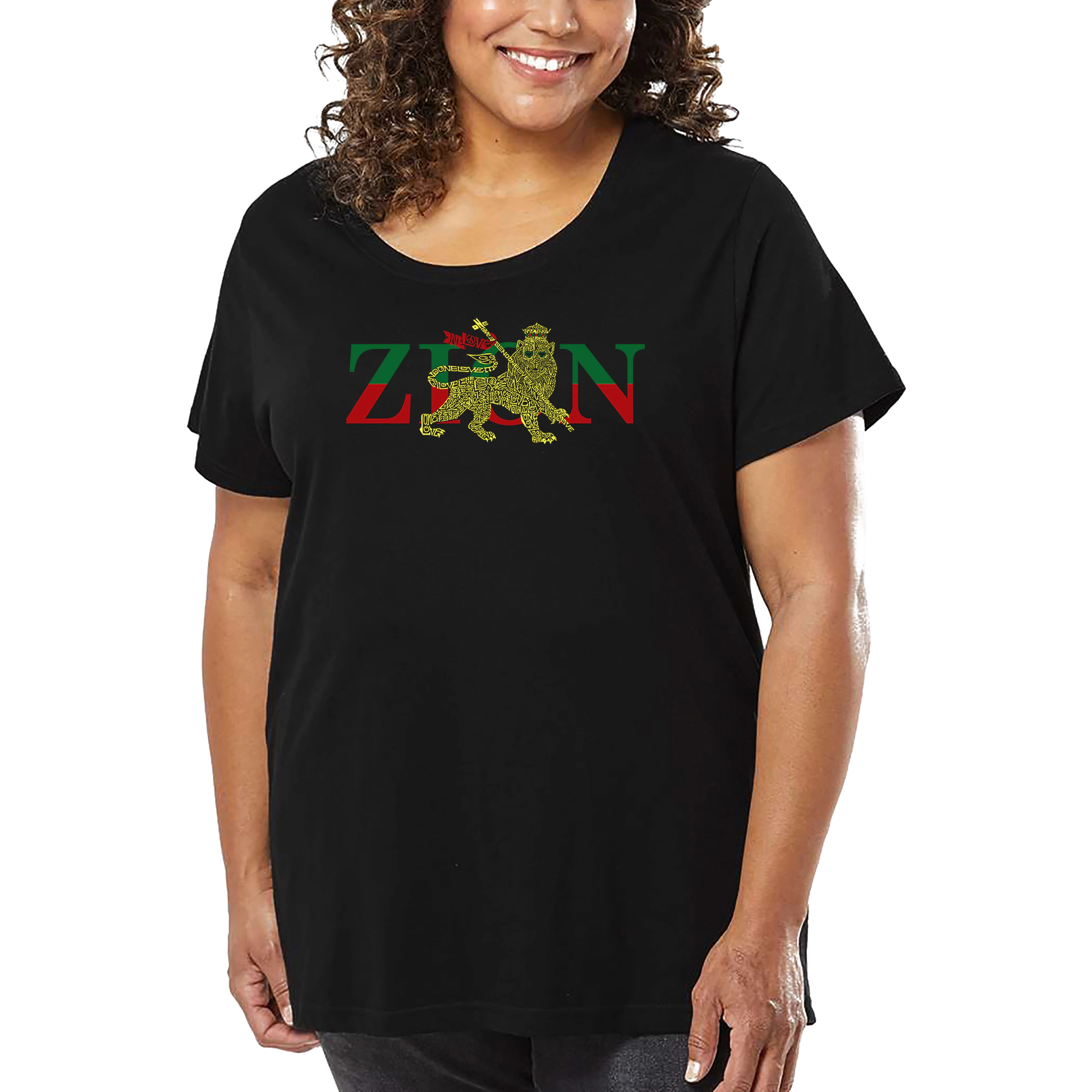 LA Pop Art Women's Plus Word T-Shirt - Zion-One Love