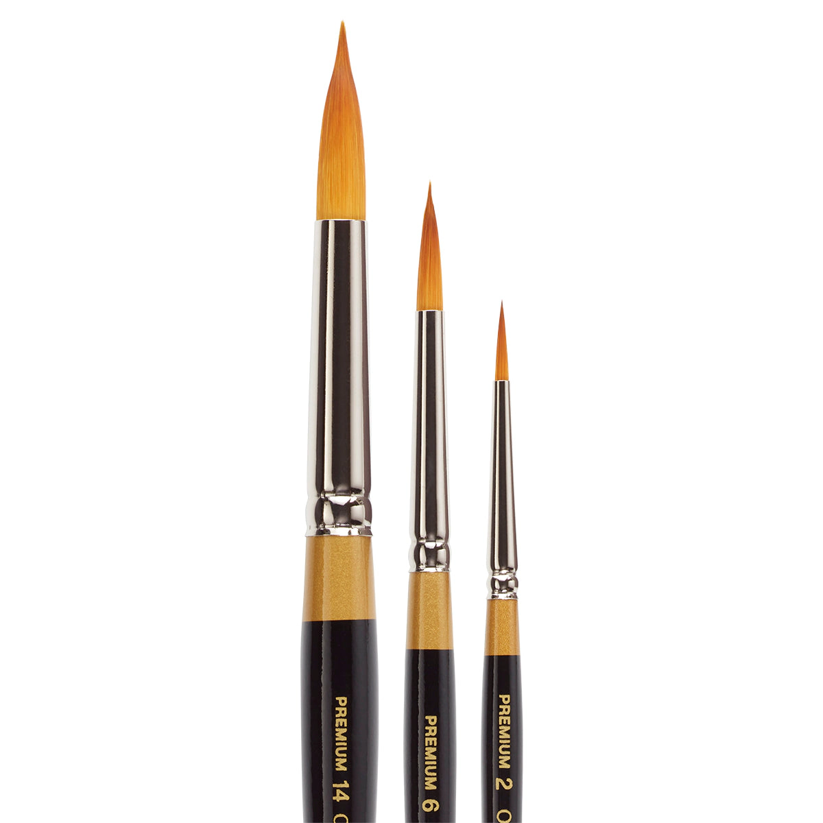 KINGART Original Gold 9430 Flora Round Golden Taklon Brush Set - 3 pc