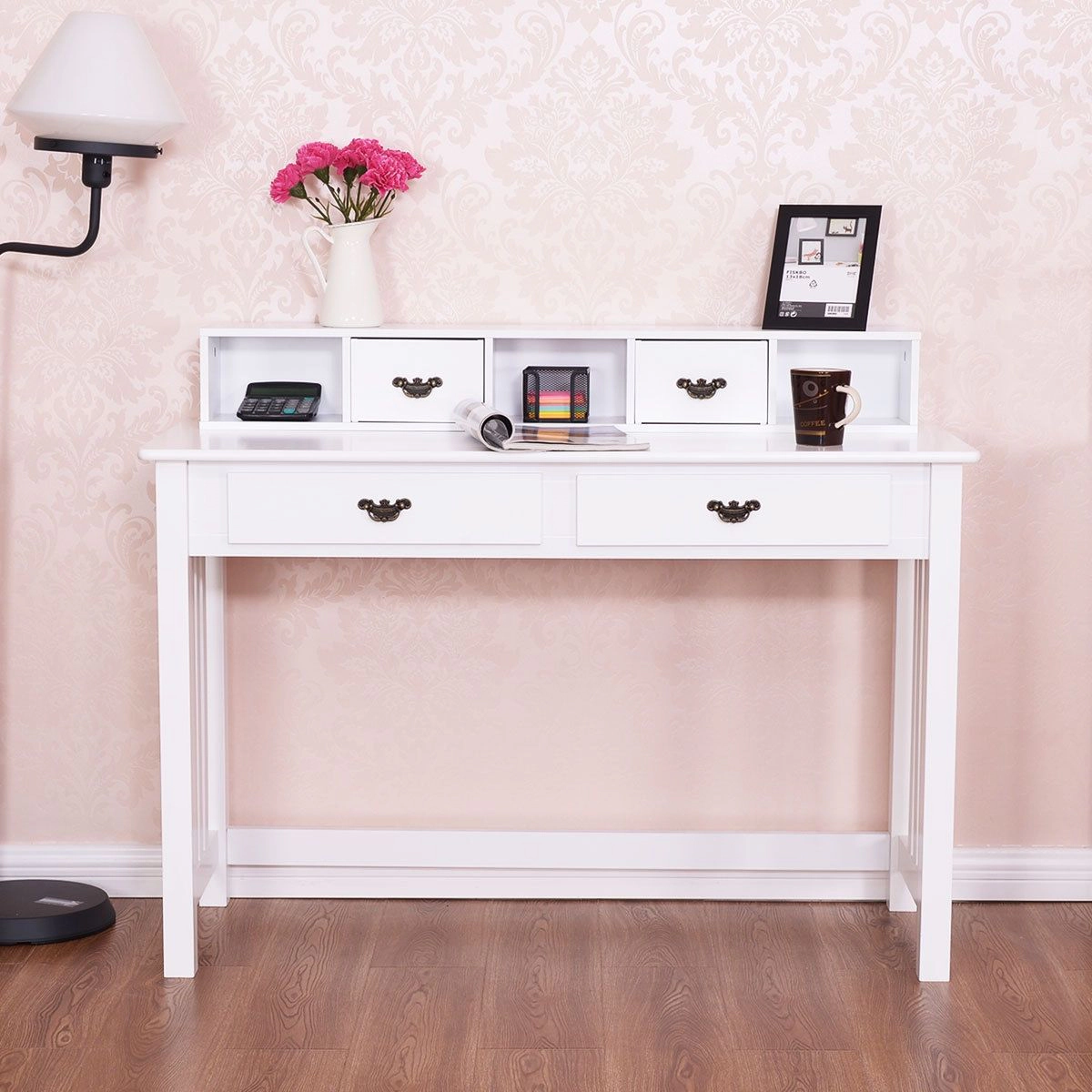 SlickBlue 47.5" Home Office Desk with Drawers and Floating Organizer