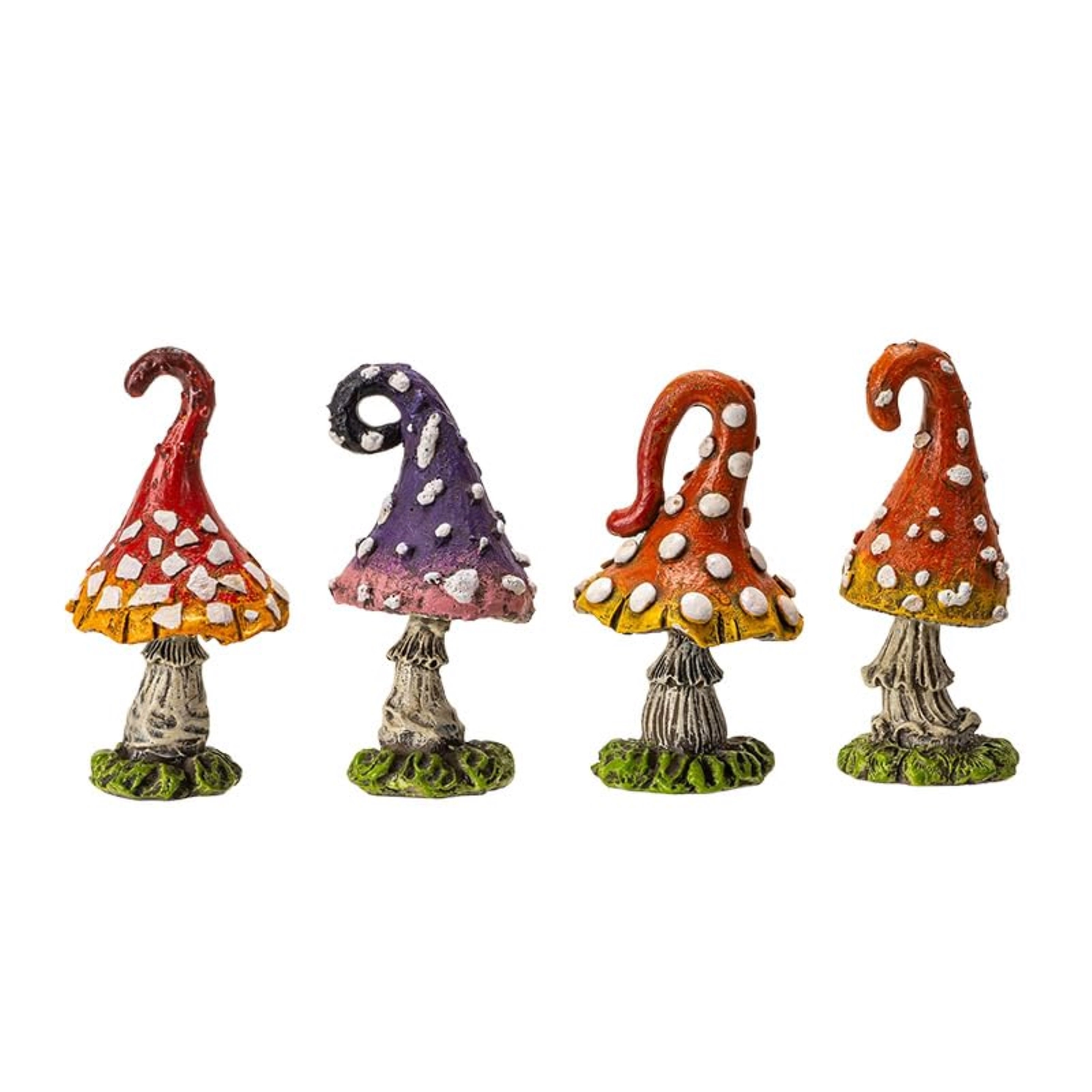 Pacific Giftware Colorful Decorative Mini Mushroom Figurines 4 Piece Set 2.75 inch