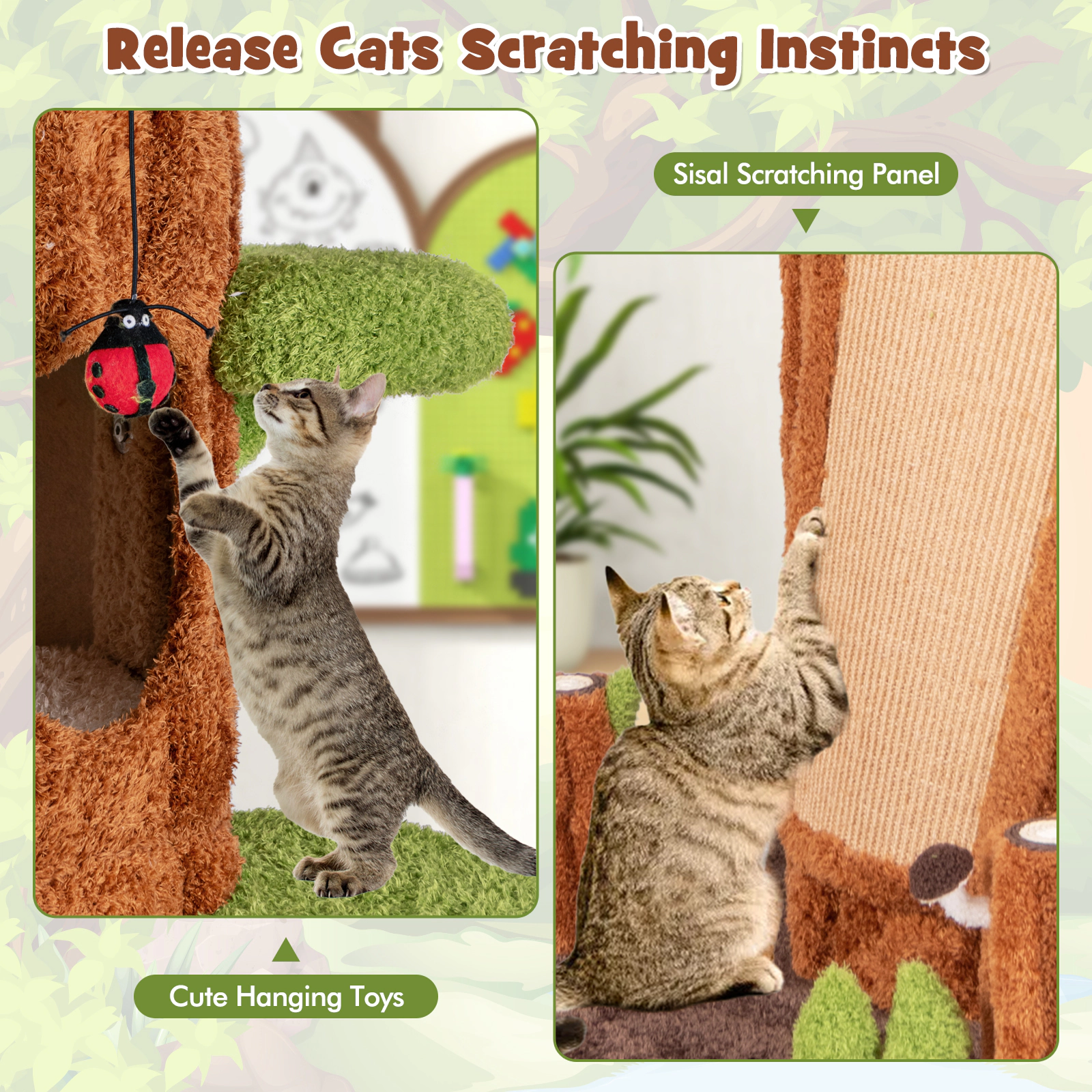 SlickBlue Tall Cat Tree Tower with Multi-Level Perches and Condos