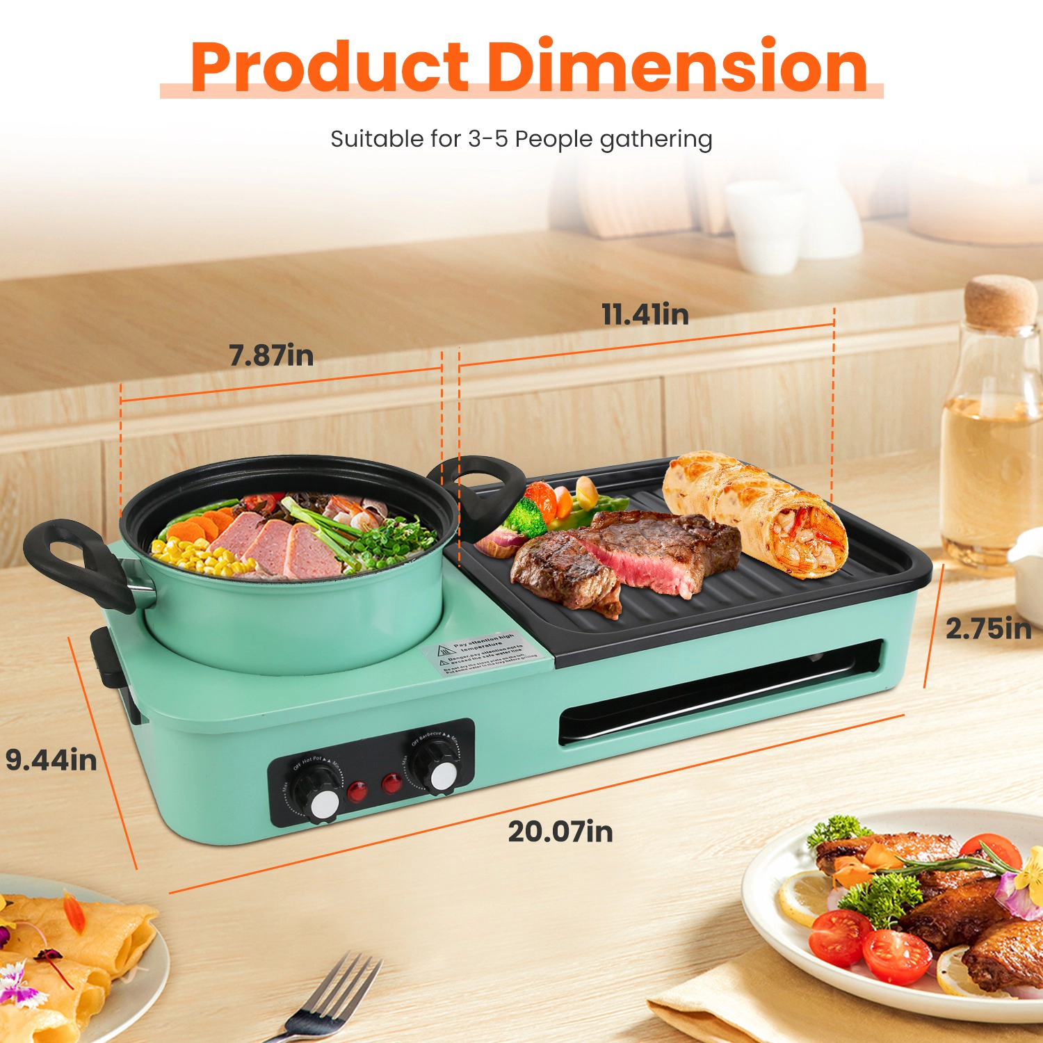 GBruno 3-in-1 Electric Hot Pot With Grill