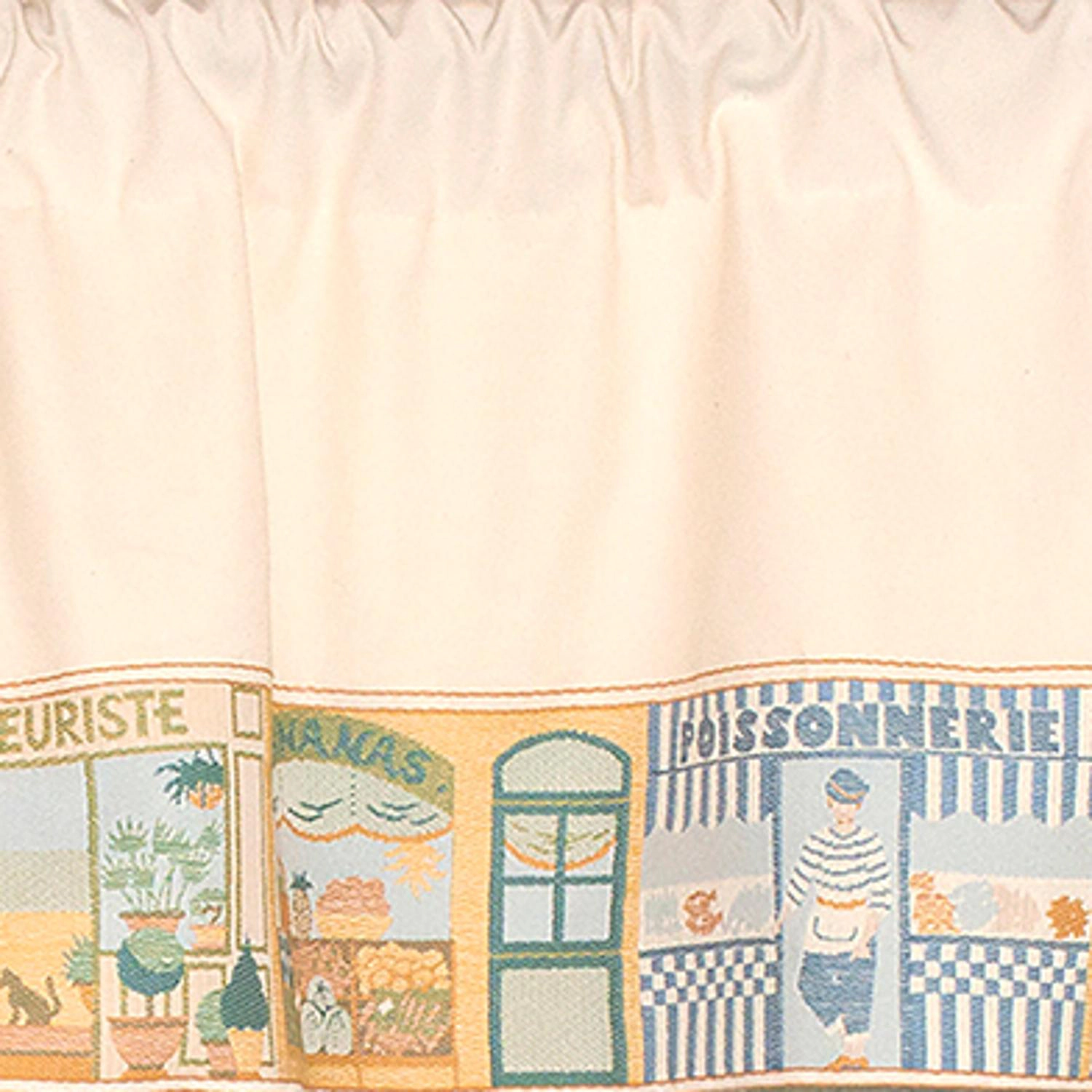 RLF Home Jour De Shopping Banded 100% Cotton with Fully Lined 3" Rod Pocket Valnance for Windows 50" x 15" Ivory