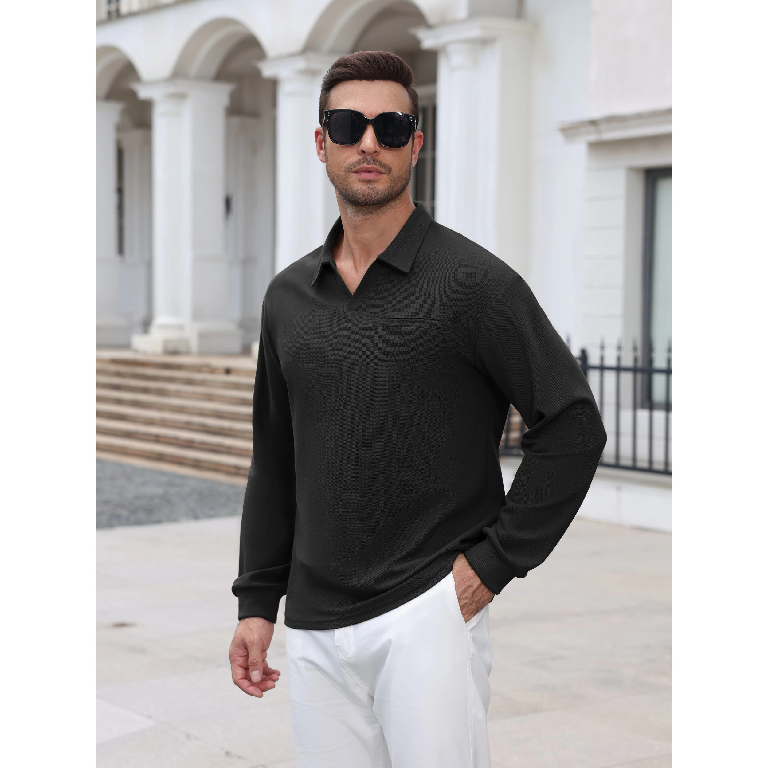 COOFANDY Men's Long Sleeve Knit Polo Sweater