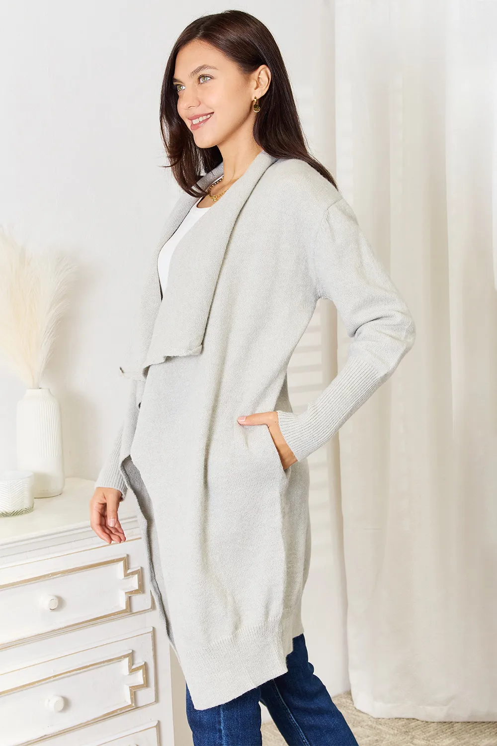 TRUEDAMES Women Open Front Duster Cardigan with Pockets