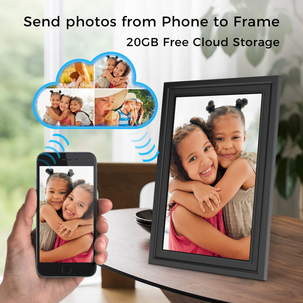Sungale 10 Inch 1080x800, Easy PhotoShare APP, 20GB Cloud Storage - White Frame