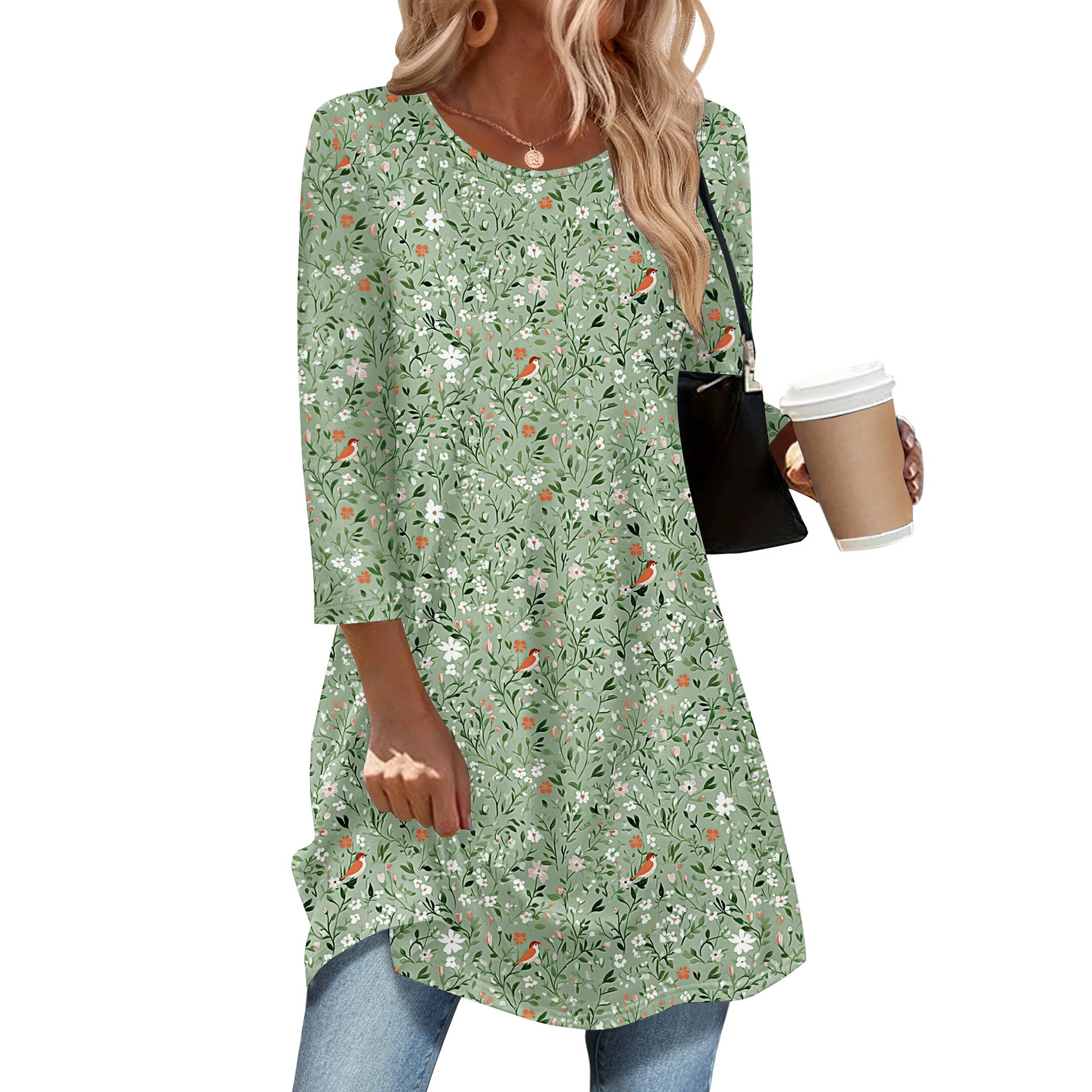 Zeagoo Women's 3/4 Sleeve Loose Fit Tunic
