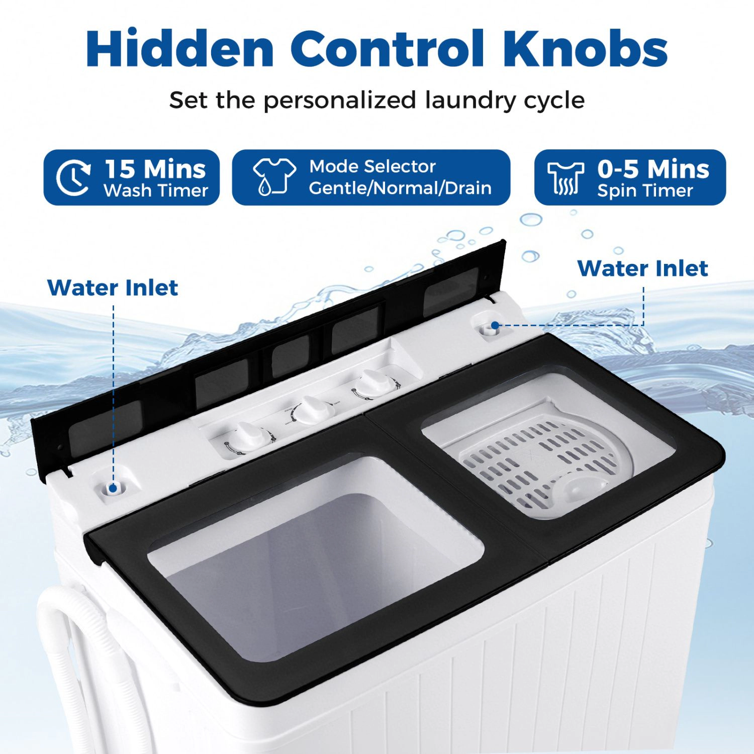 SlickBlue Twin Tub Washing Machine with 280W Motor and Drain Pump