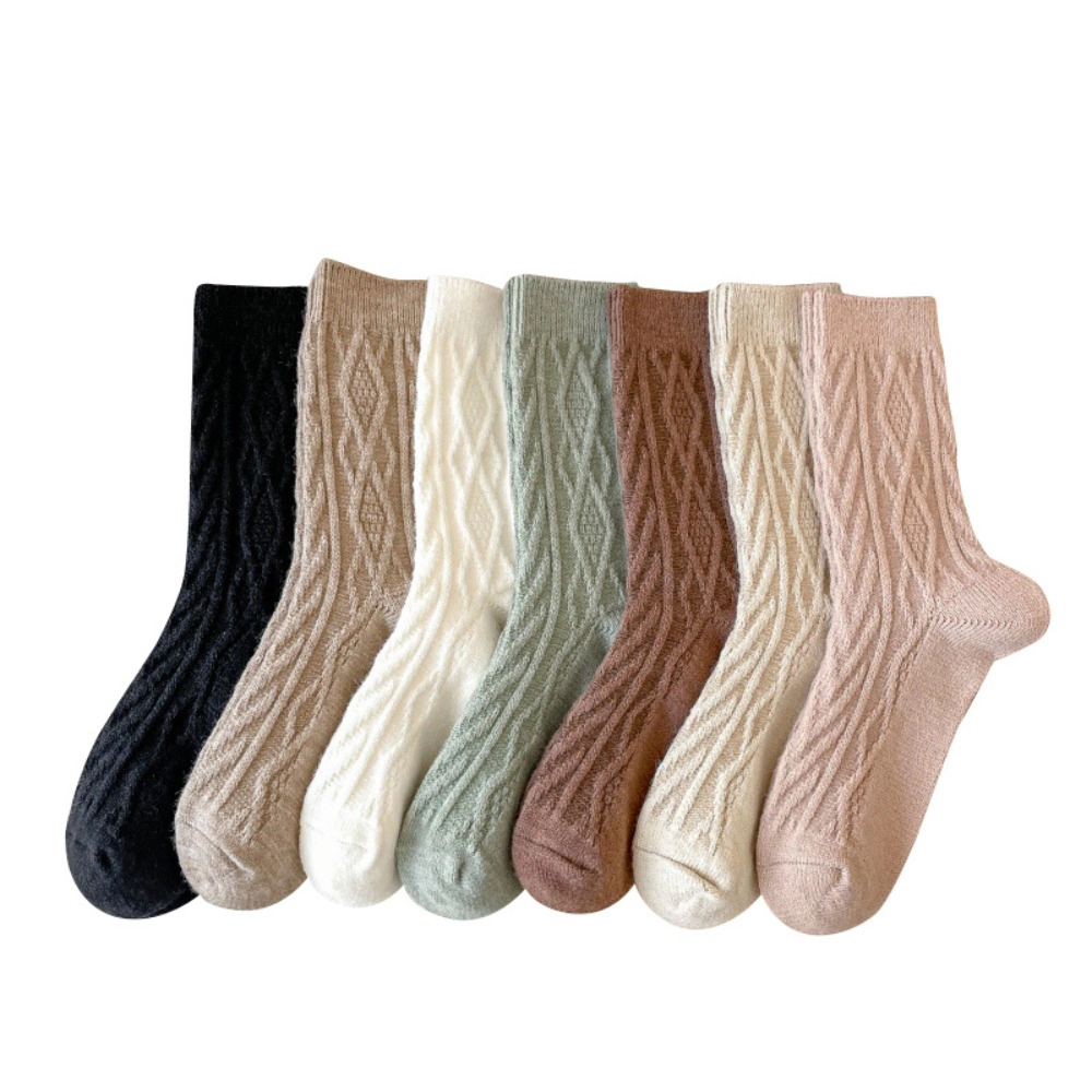 Wardrobe Whimsy 7 Pairs Women Knit Thermal Crew Socks Warm Winter Cozy Socks