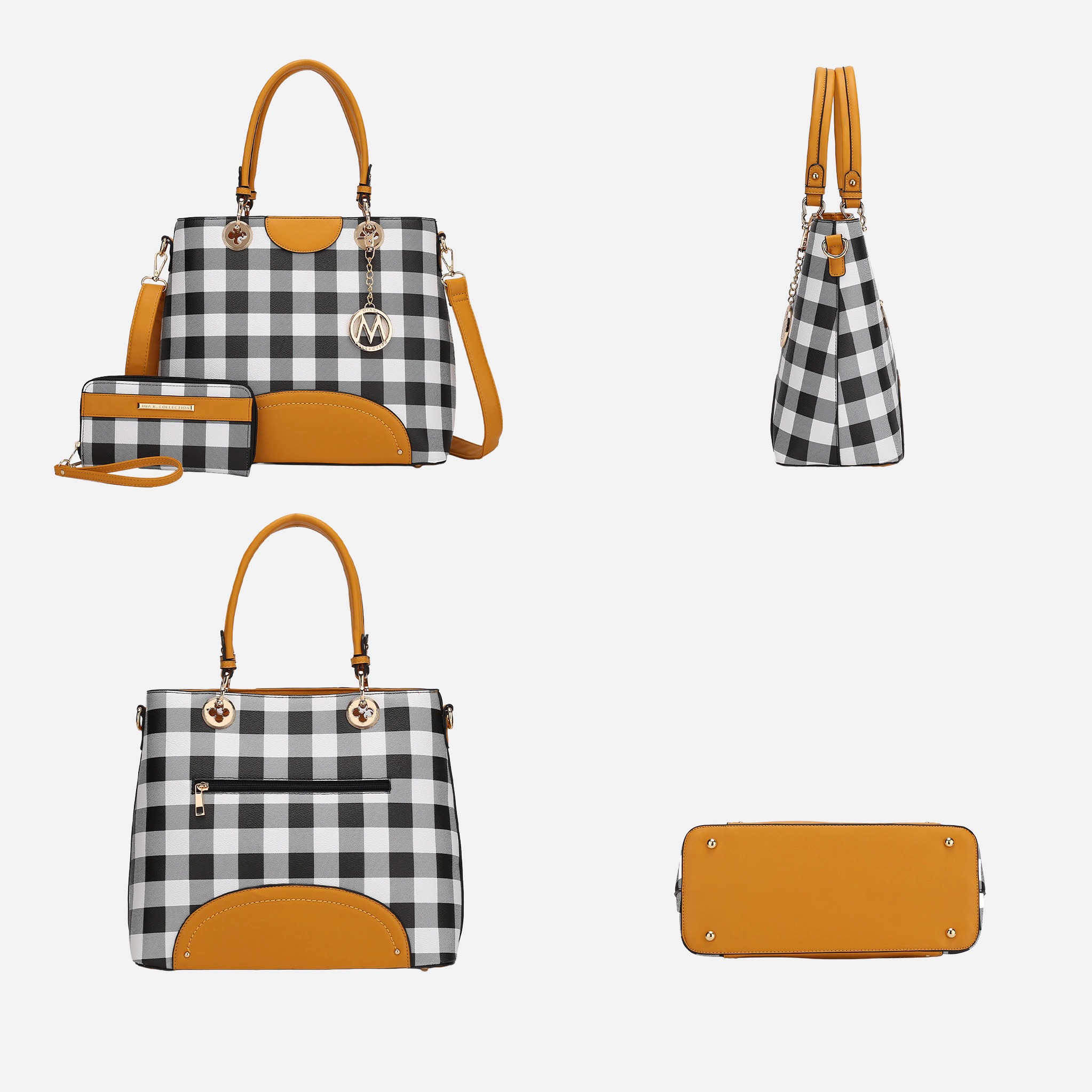 Mia K Collection Faux Leather Satchel with Removable Charm and Wallet