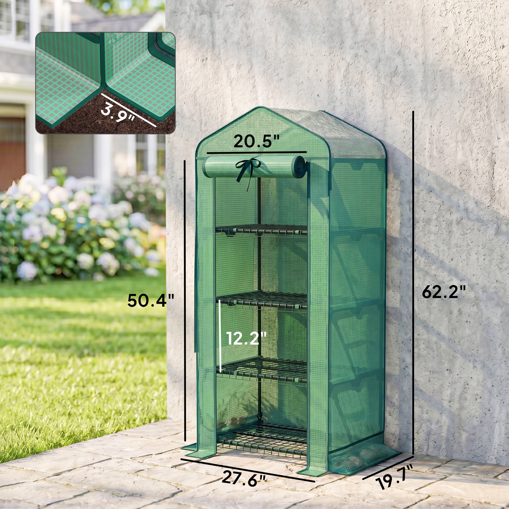 HONGGE Mini Greenhouse with Screen Roof, Portable Small High Strength PE Cover
