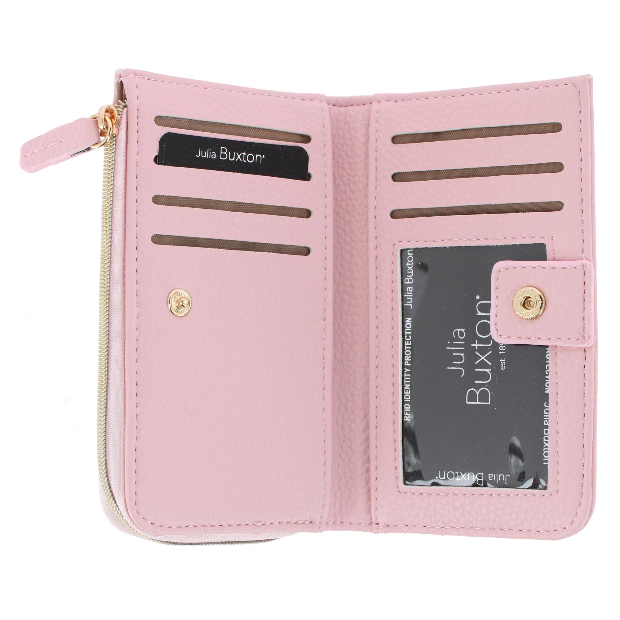 Julia Buxton Women's Fashionable L Zip Snap Premium Faux Leather Wallet