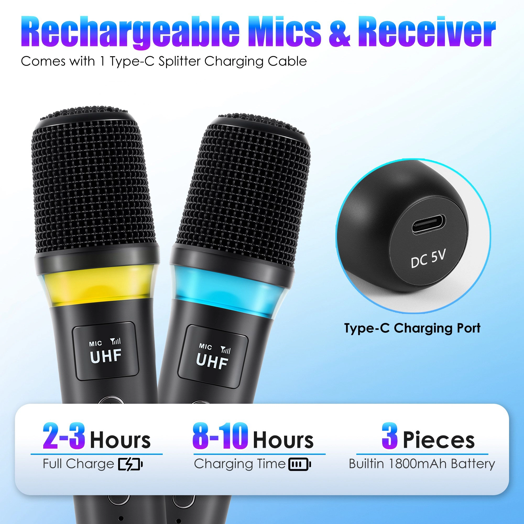 GBruno 2.4G Wireless Metal Handheld Microphone System