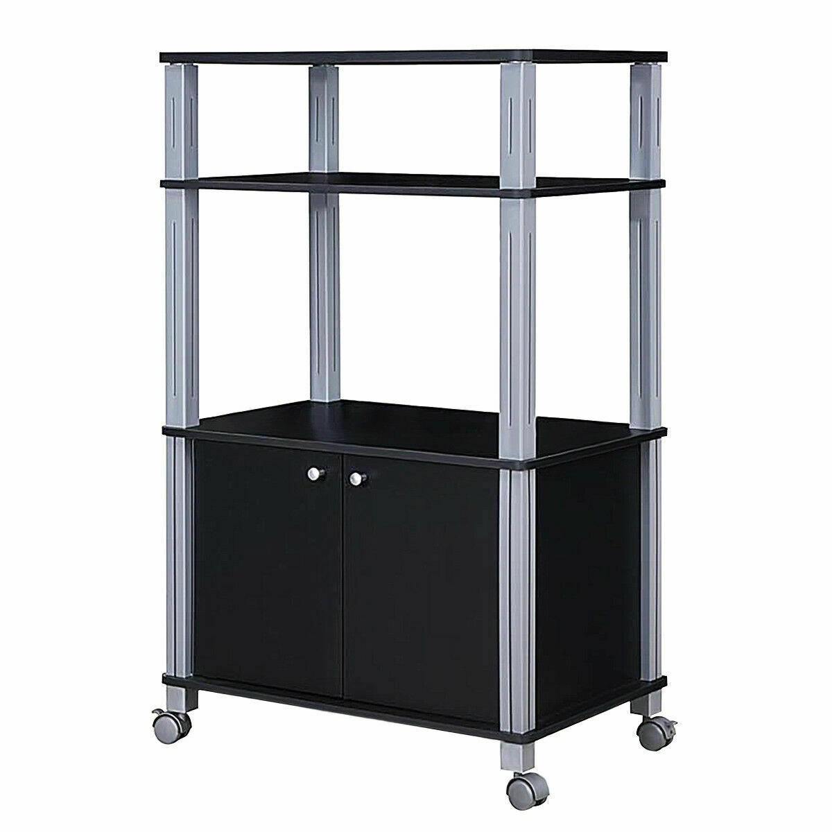 LJG Microwave Rack Stand Rolling Storage Cart