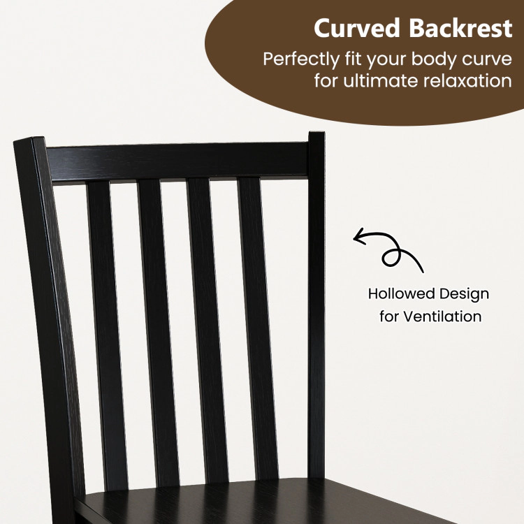 Hivvago Rustic Dining Chairs Set Of 2 Wooden Kitchen With Slat Tilt Backrest