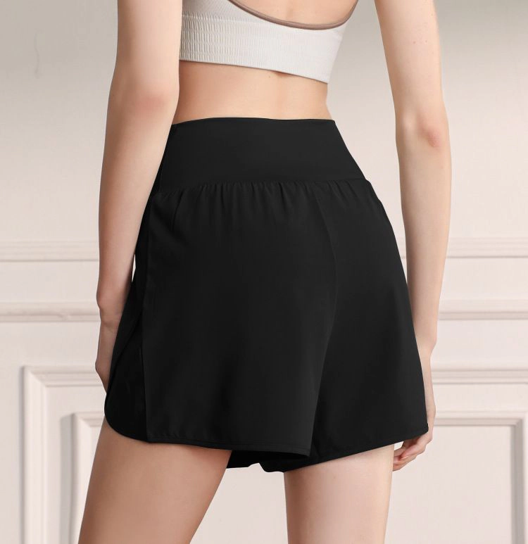 Anna-Kaci Women's High Rise Running Shorts with Curved Hem and Side Pocket