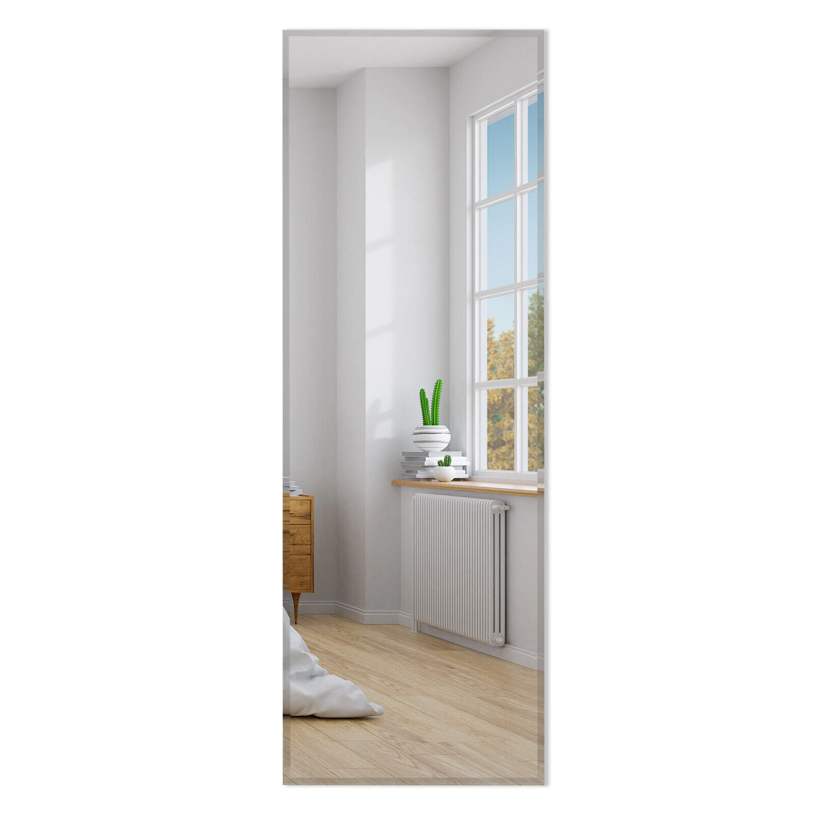 Slickblue 43 x 15 Inch Wall Mounted Frameless Full Length Mirror Rectangle Bedroom Dressing Mirror