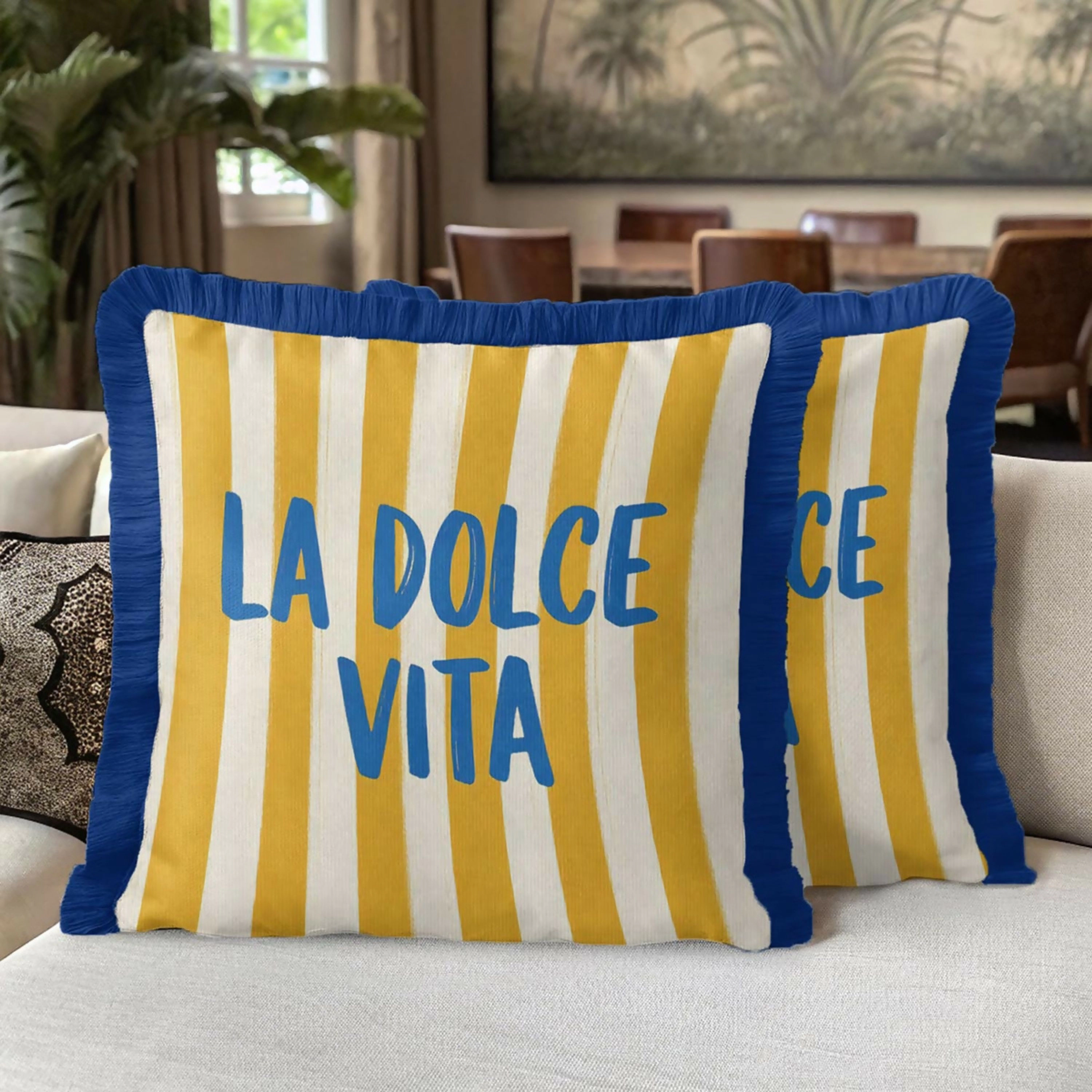 Wear Sierra Mediterranean Coastal Fringed set of 2 Throw Pillow Cover