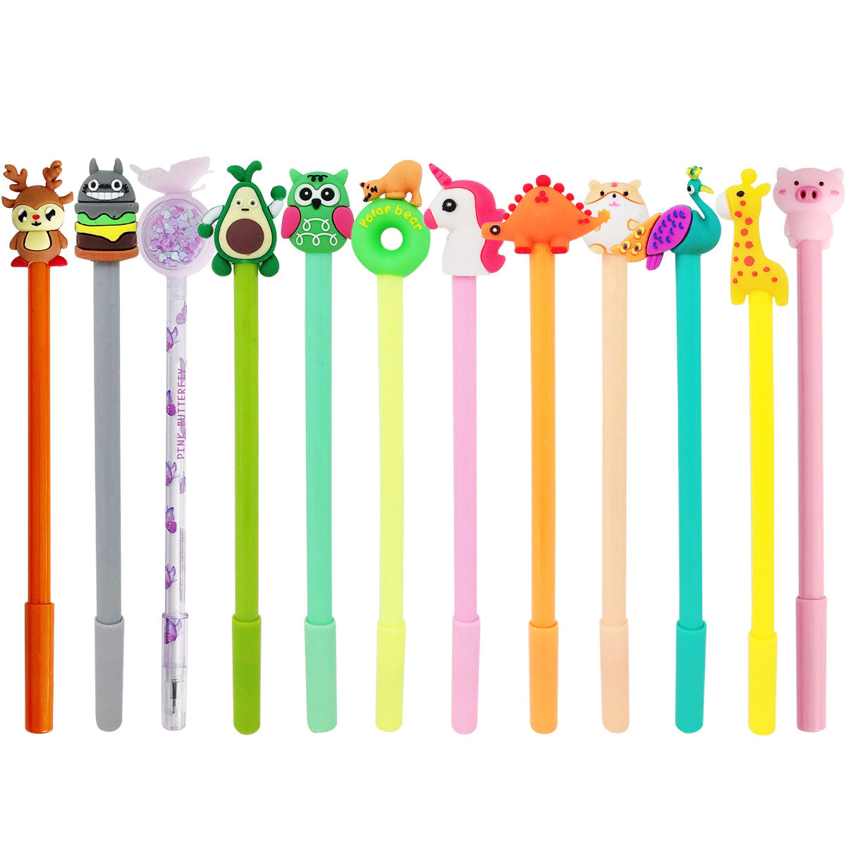 Wrapables Cute Critters Gel Pens for School and Office, Set of 12
