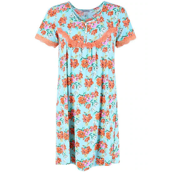 Elegant Emily Women's Blue Floral Nightgown
