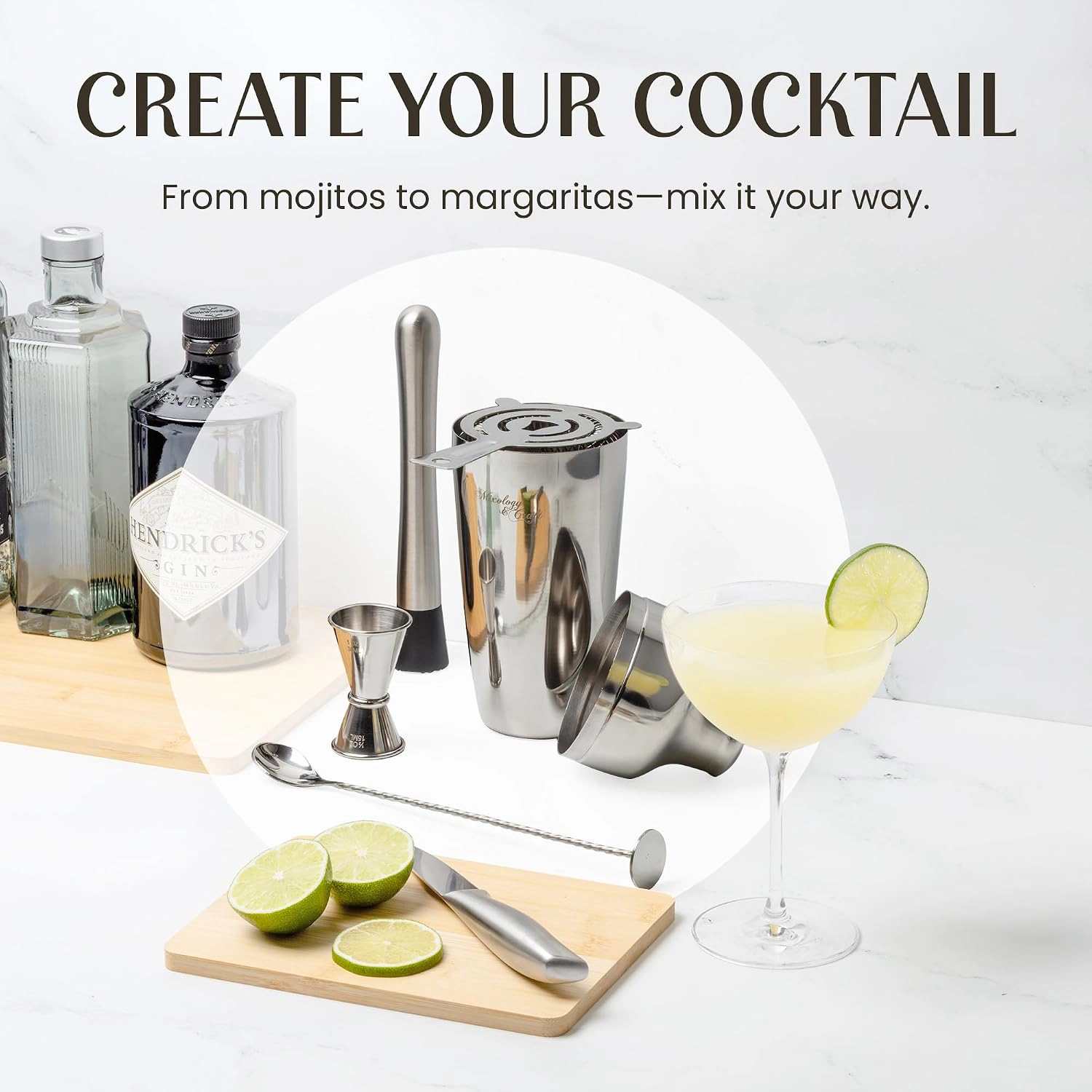 Mixology & Craft Cocktail Shaker Set: 10-Piece Bartender Kit with Stand | Complete Gift Set