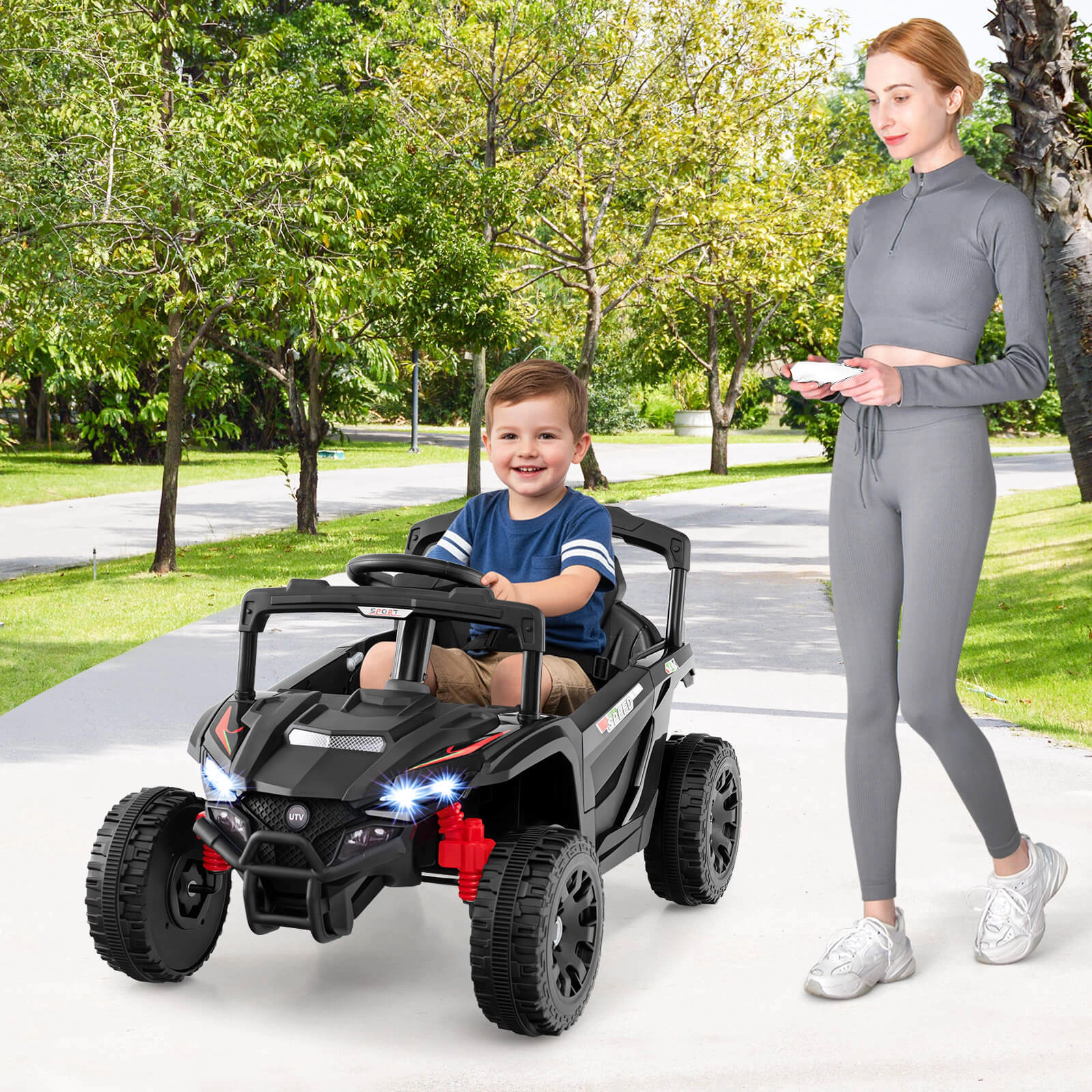 Costway 12V Kids Ride On Car Battery Powered Electric Remote Control LED Lights Music