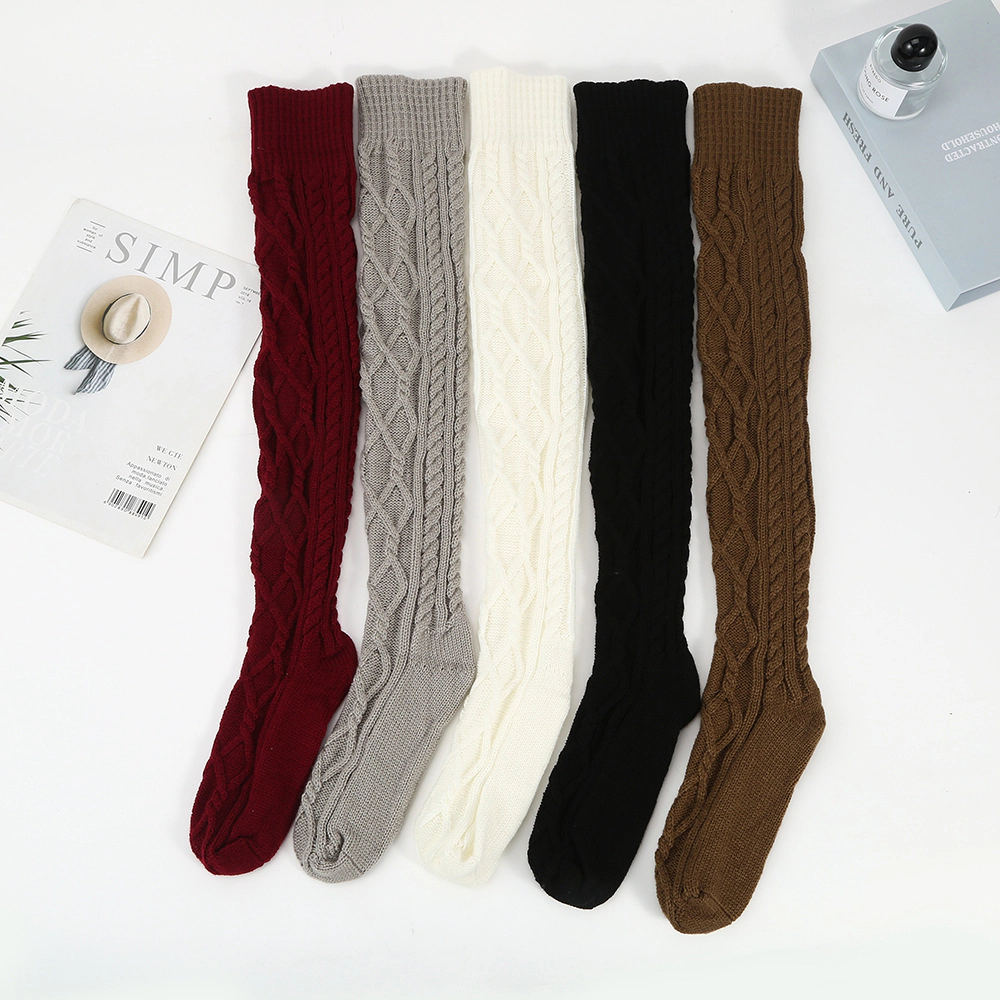 Premium Charms Women's Cable Knit Thigh High Boot Socks Winter Stockings