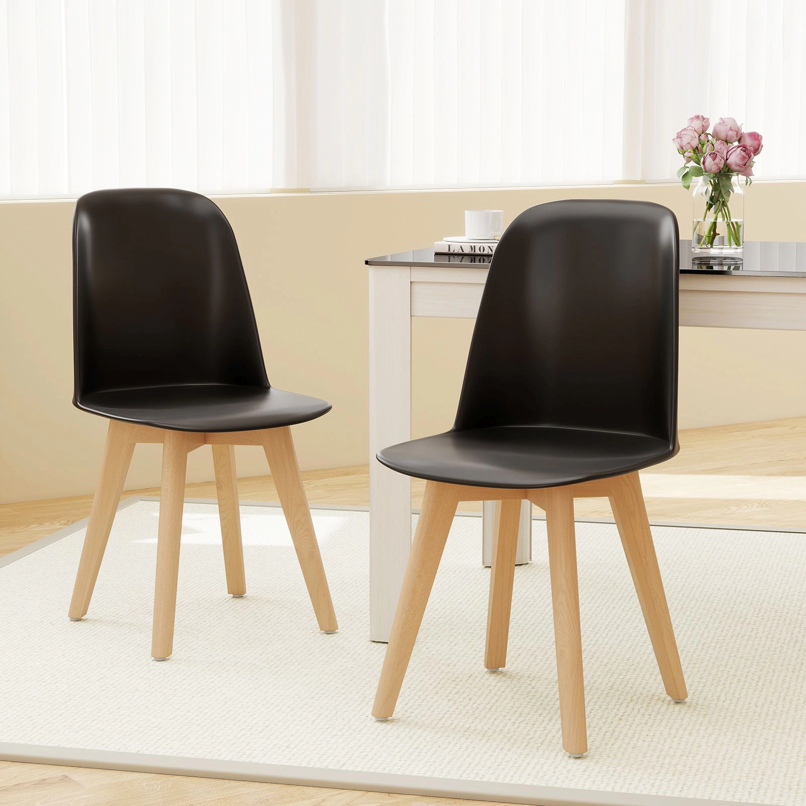 SlickBlue Modern Dining Chairs Set of 2 with Beech Wood Legs