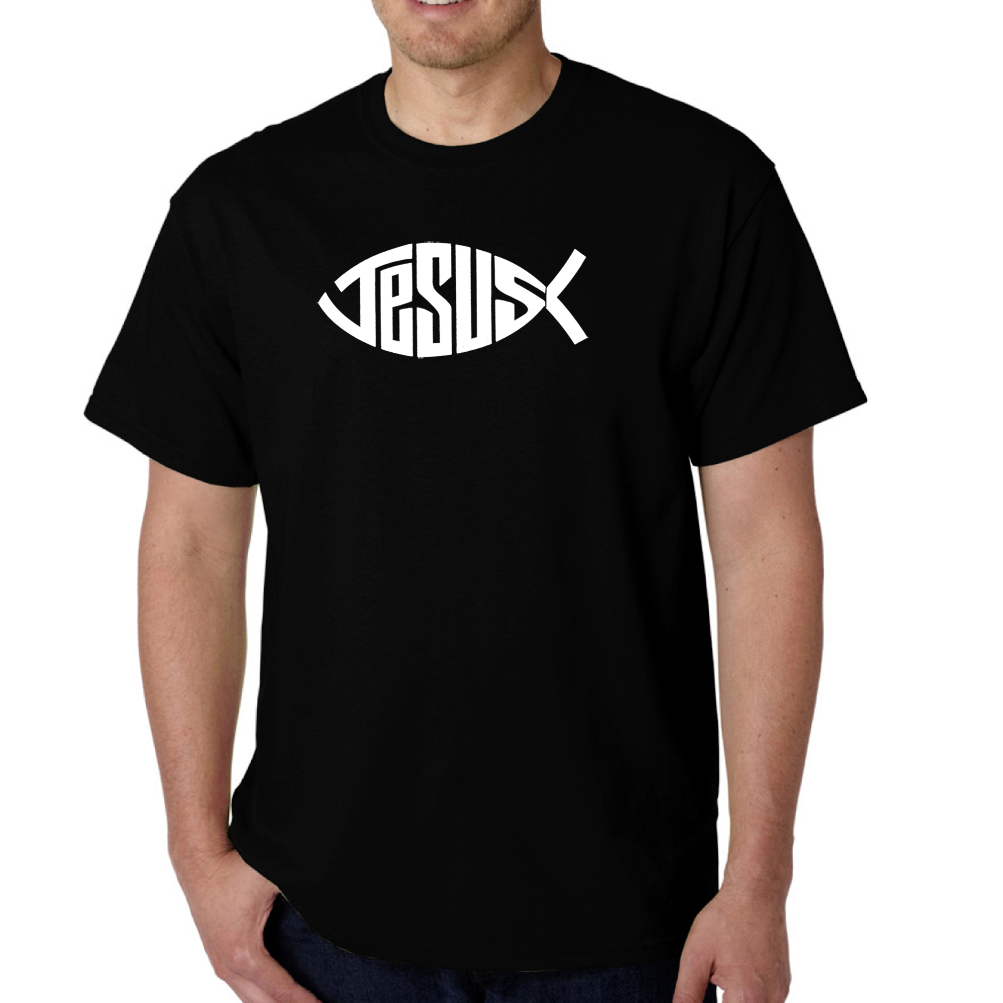 LA Pop Art Men's Word T-Shirt - Jesus Fish