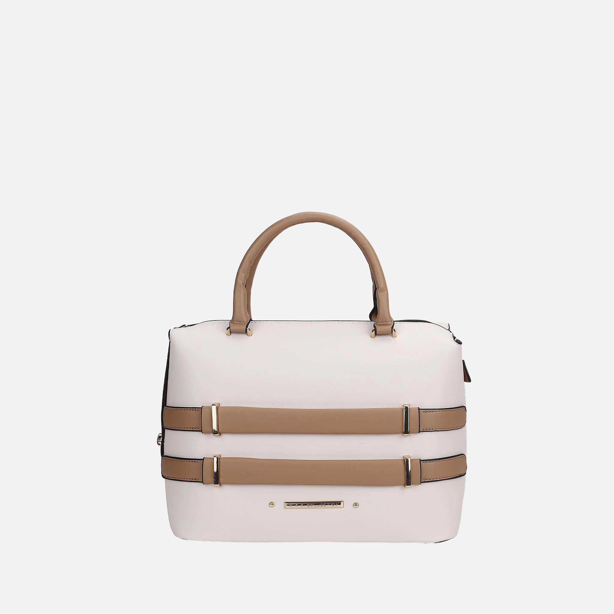 Mia K Collection Faux Leather Tote Bag, Gold-Tone Hardware, Zipper Closure