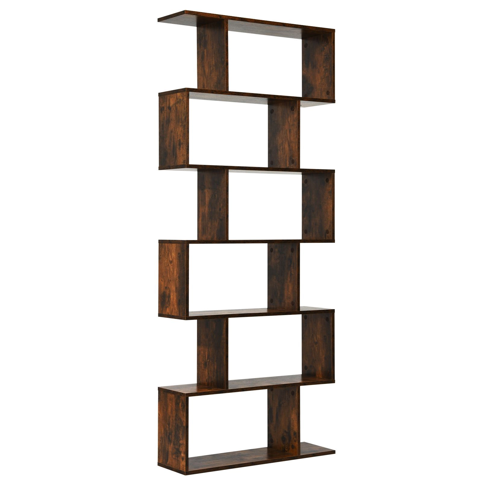 SlickBlue 6 Tier S Shaped Bookcase with Open Storage Shelves