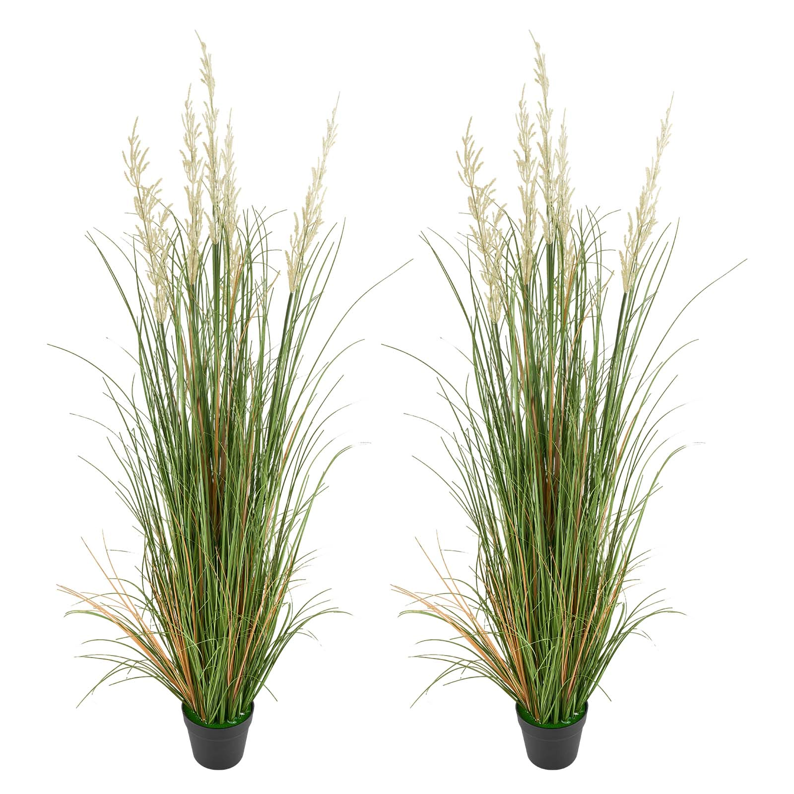 HONGGE Artificial Grass Plant Reed Flower Grass in Pot Premium PVC Faux Fake Greenery Shrubs Plant for Indoor Outdoor