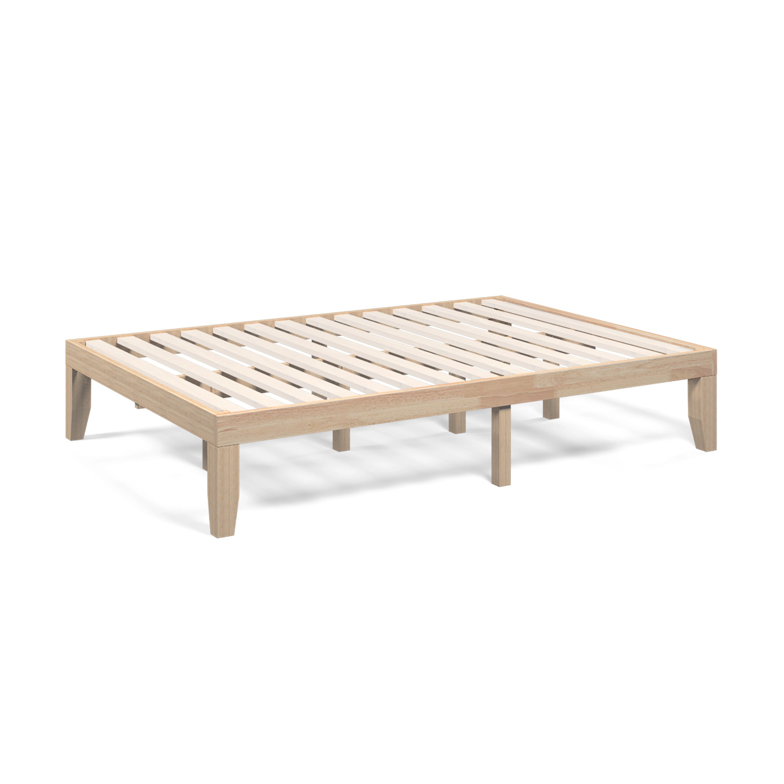 SUGIFT 14-in Full Size Wood Platform Bed Frame Wood Slat Support 500-lb Capacity 74.5-in Long Rubber Wood Poplar Wood