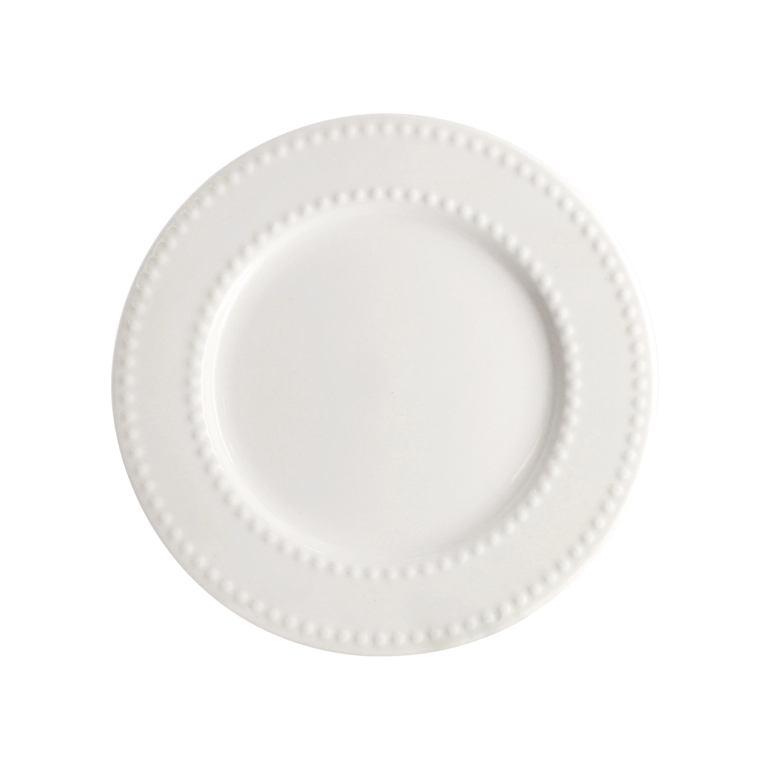 Elama Olevia 6 Piece Embossed Dot Stoneware Salad Plate Set in White