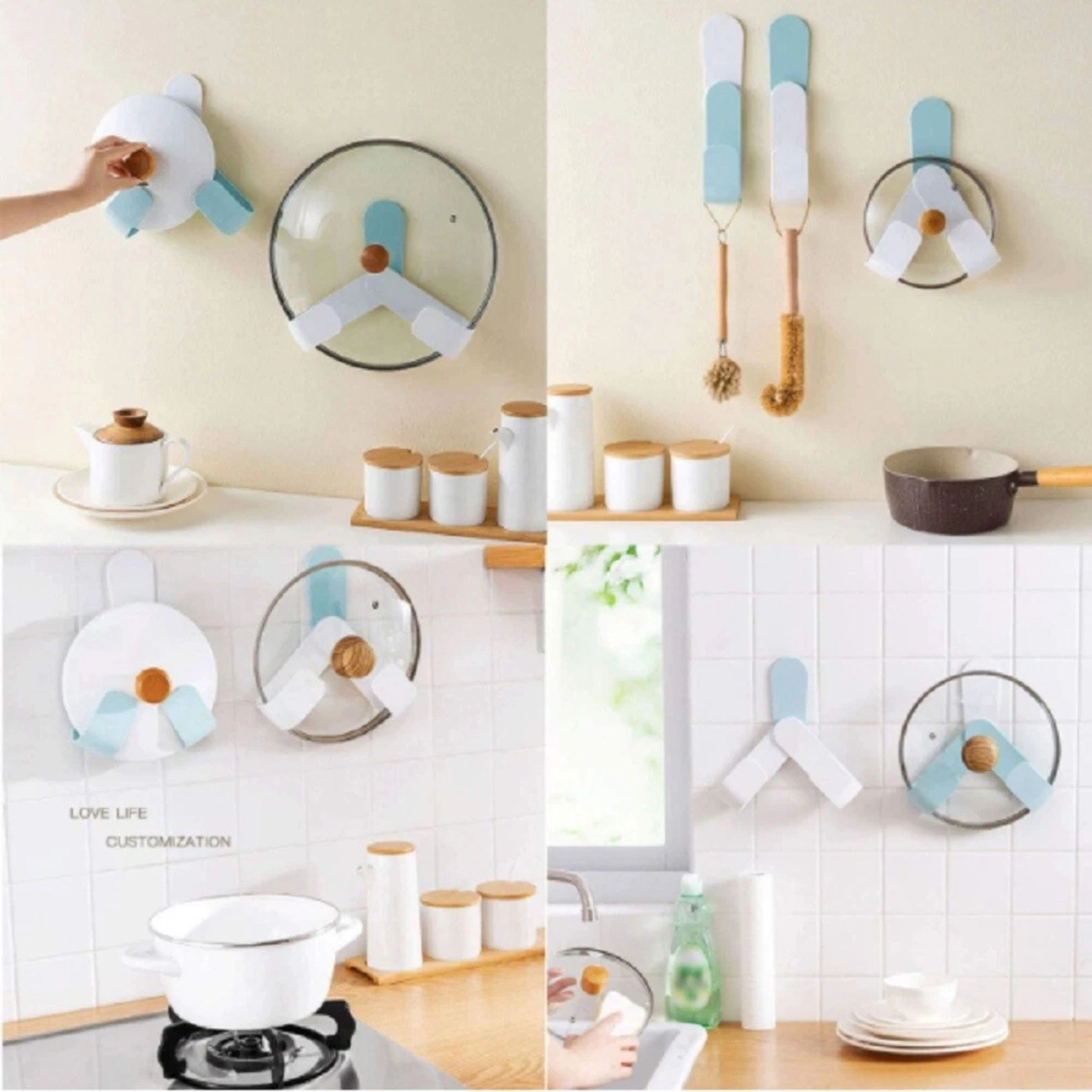 Home Collection Rotatable Adjustable Pot Lid Holder Hanging Rack Pan Cover Organizer