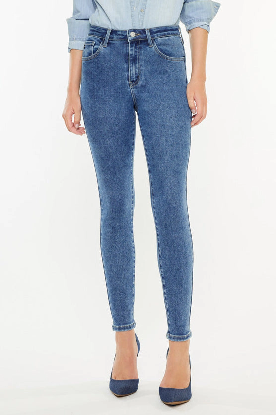 KanCan Women's Essentials High Rise Ankle Skinny Jeans Bev