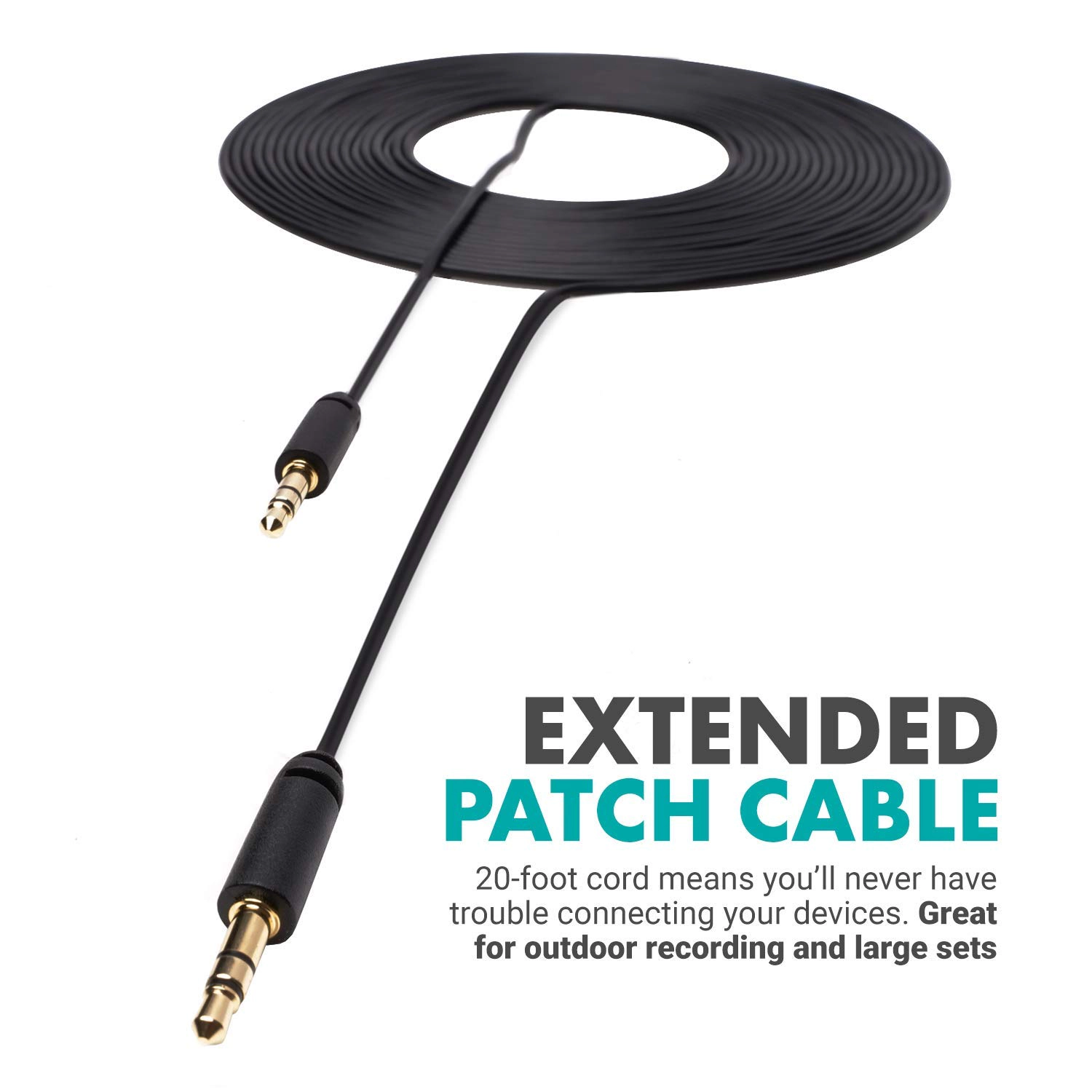 Movo MC6 Dual 3.5mm Male Stereo TRS Cable - 20-Foot Camera Patch