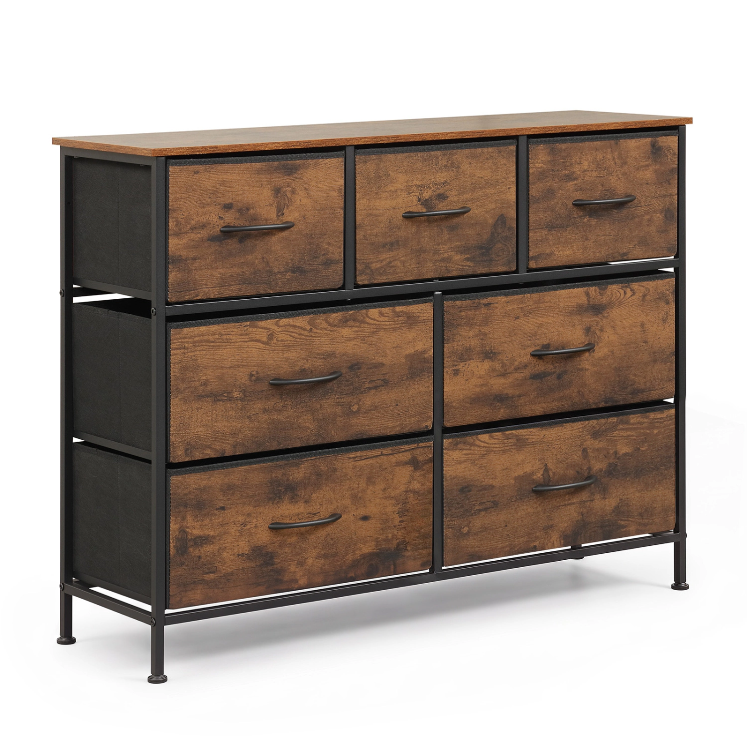 LJG 7-Drawer Wide Dresser with 2-Sized Folding Fabric Drawers for