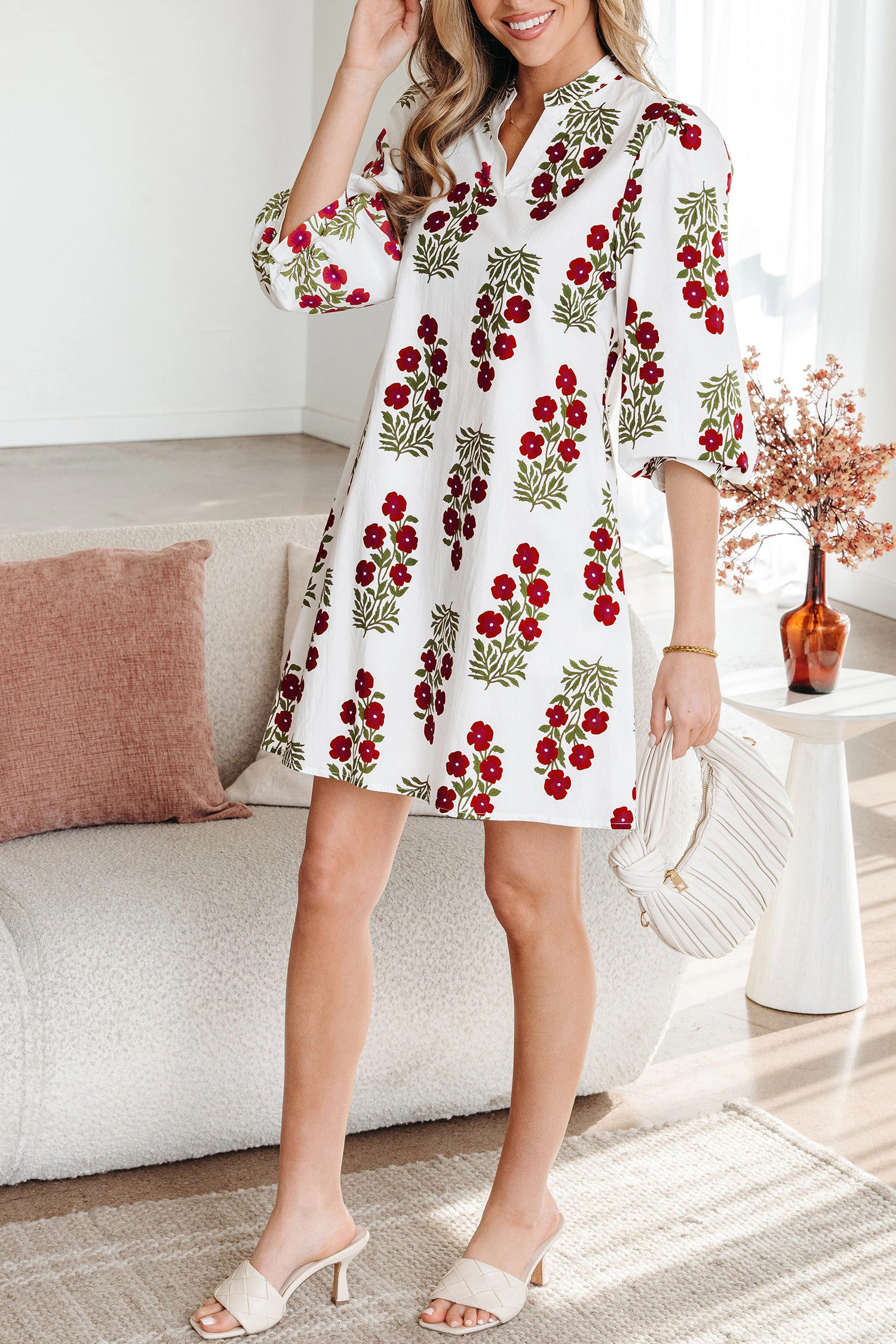 Threaded Pear Women's Catalina Sleeve Loose Mini Dress